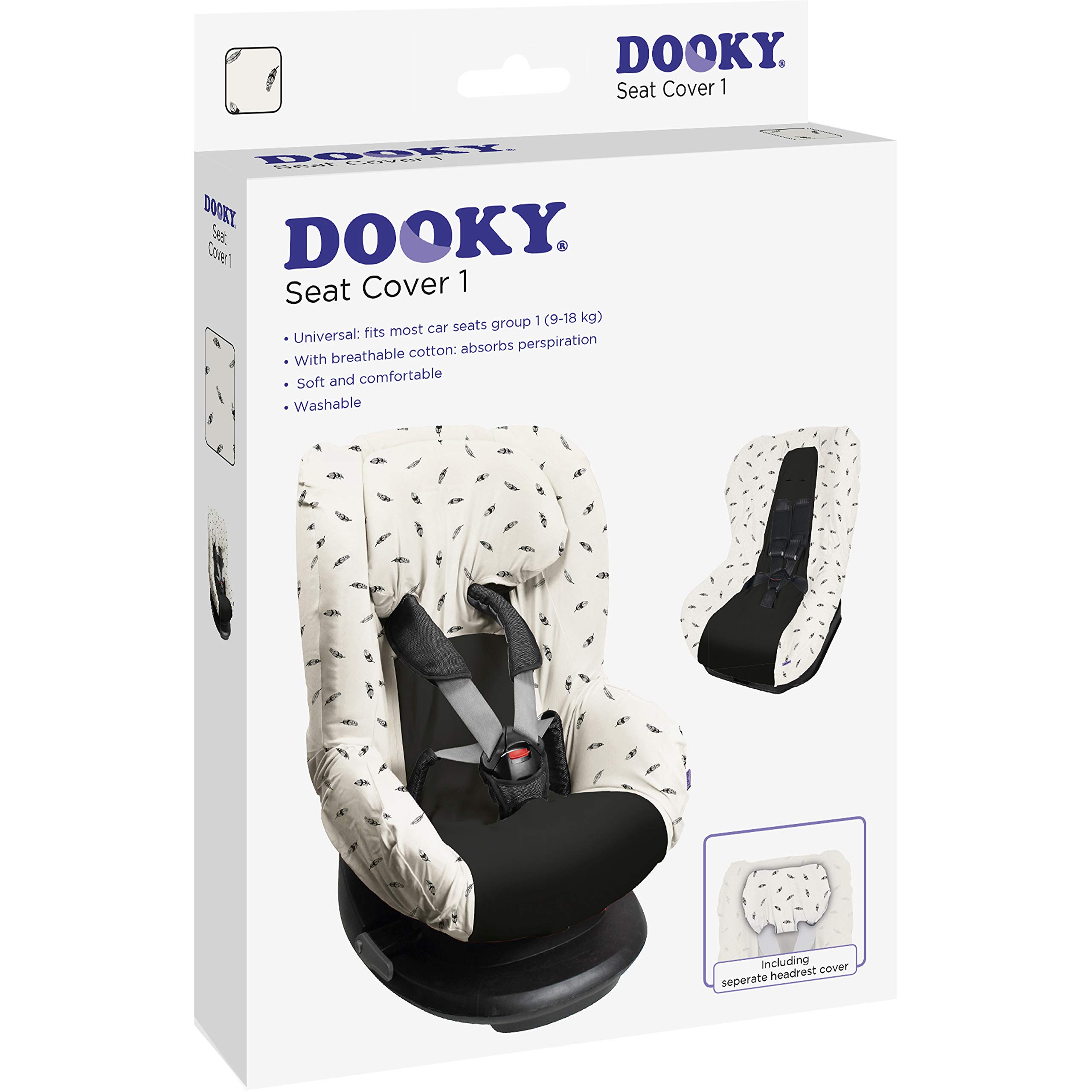 Dooky Seat Cover Group 1 Kindersitzbezug 9-18 kg Black Feather