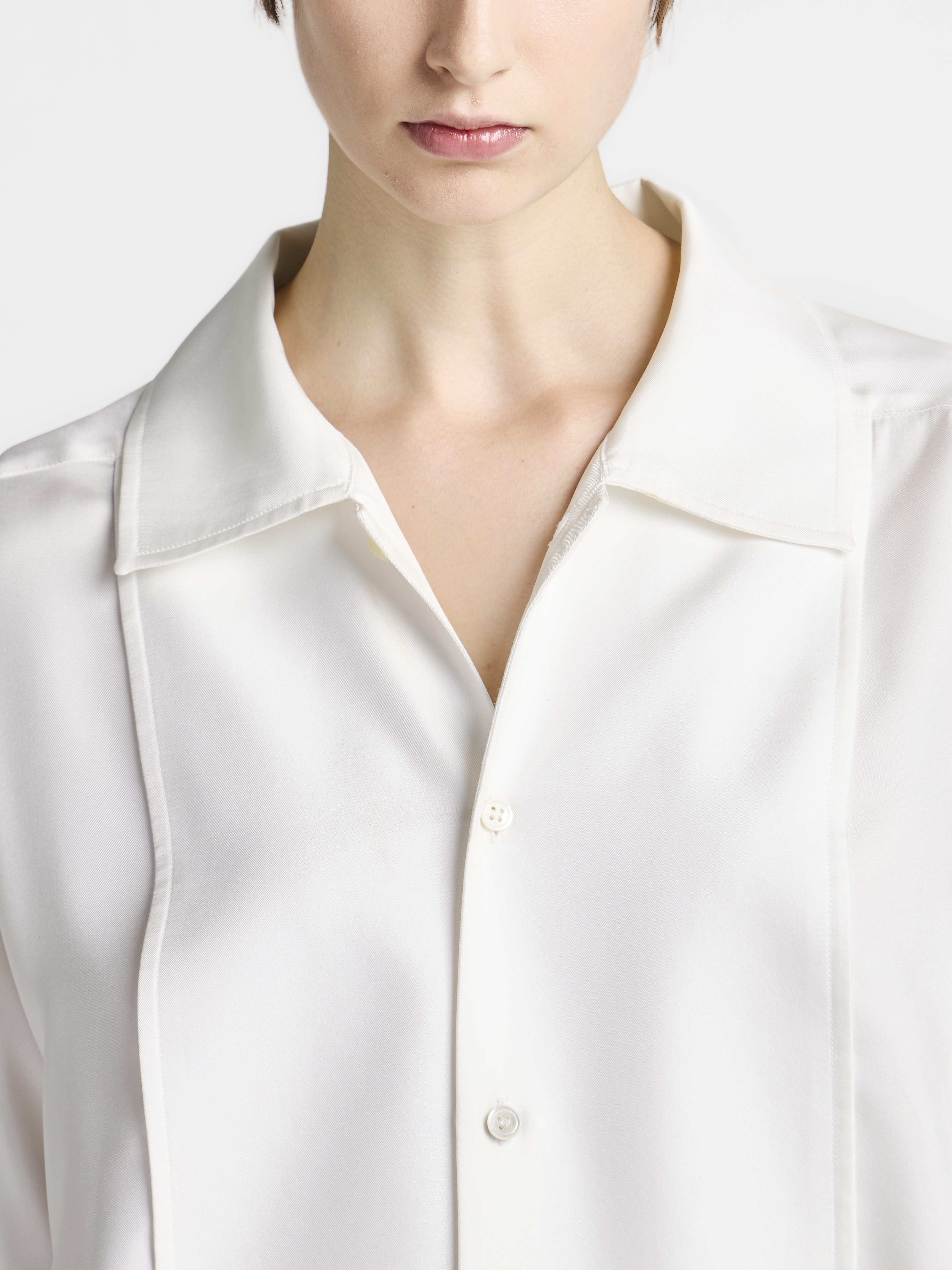 J.W.Anderson Tuxedo Drape Seidenkleid Off-White