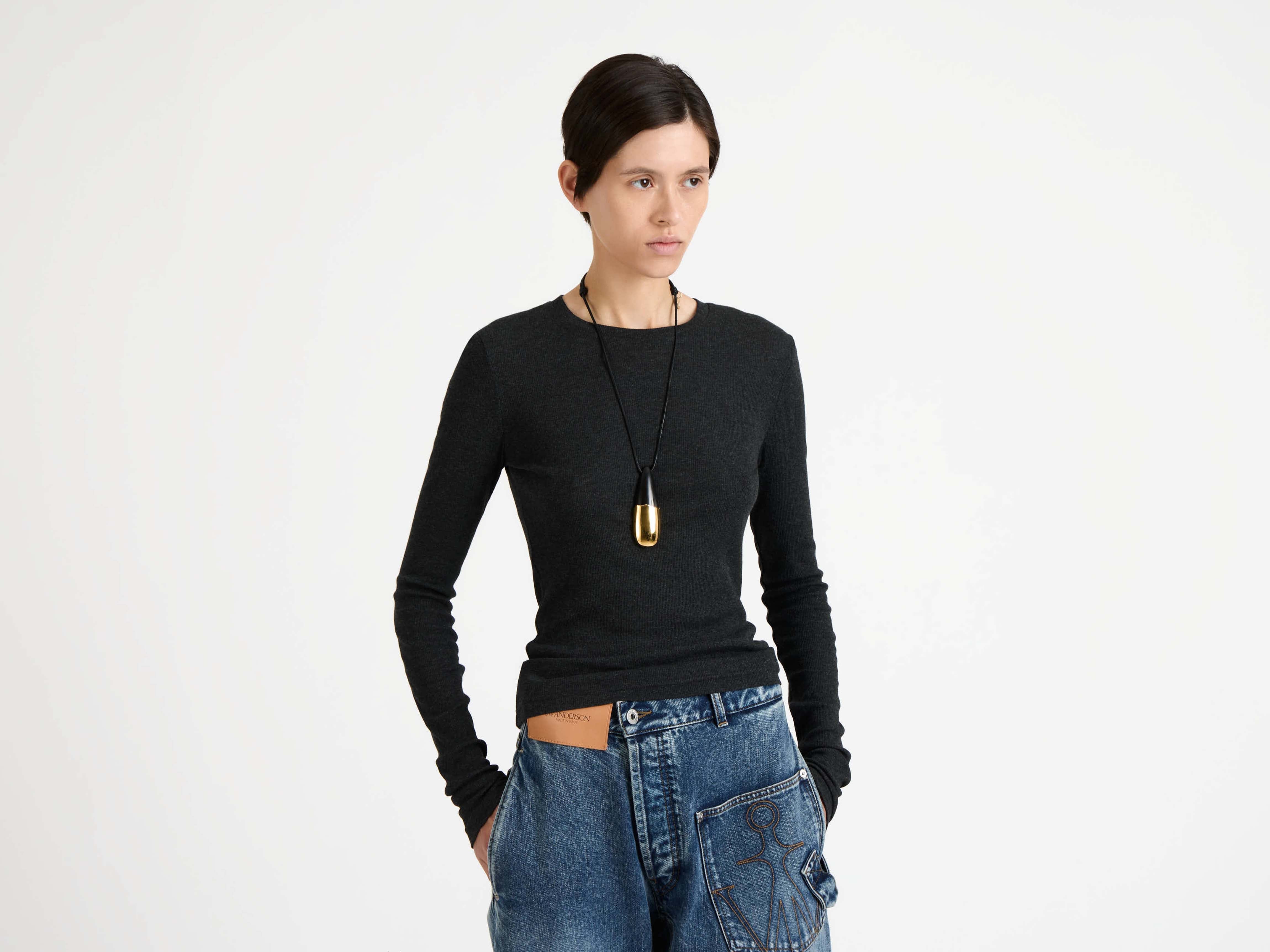 J.W.Anderson Long Sleeve Crew Top Charcoal Melange