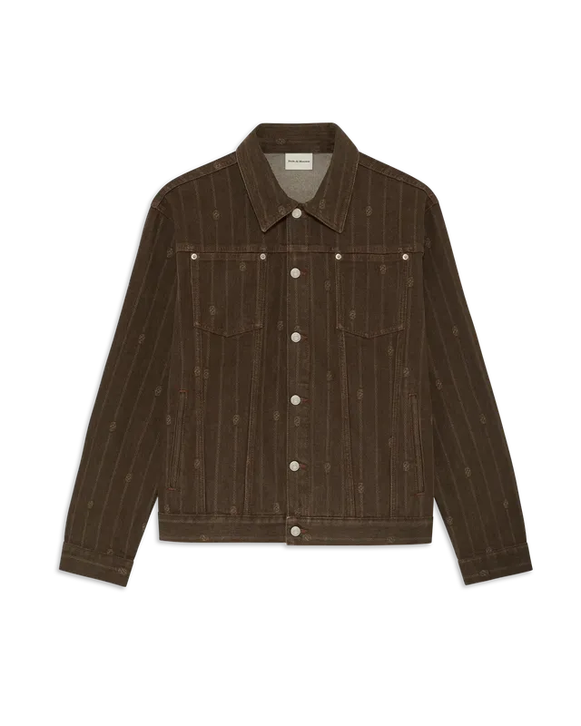 Drôle De Monsieur Monogram Denimjacke Baumwolle Braun
