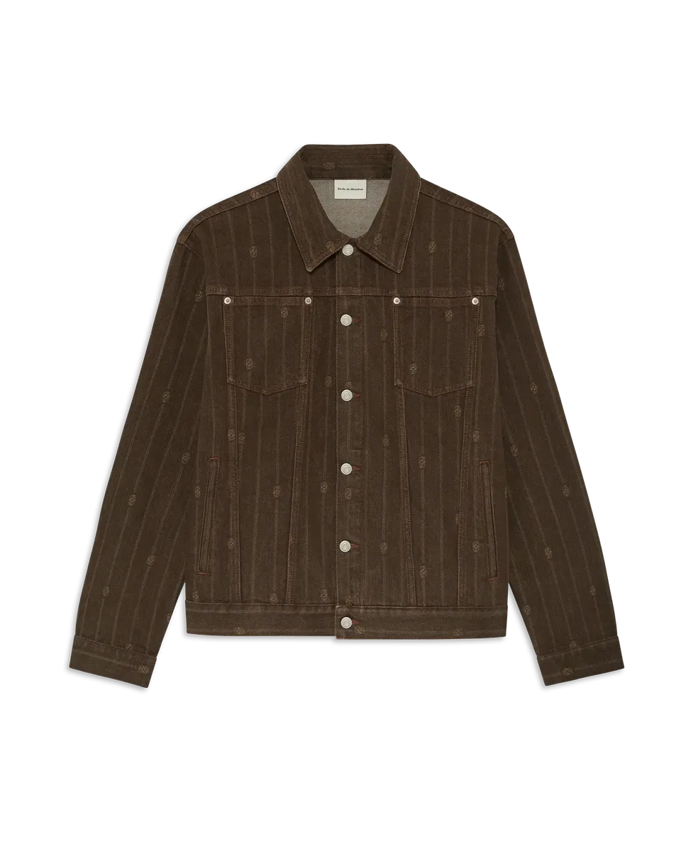 Drôle De Monsieur Monogram Denimjacke Baumwolle Braun