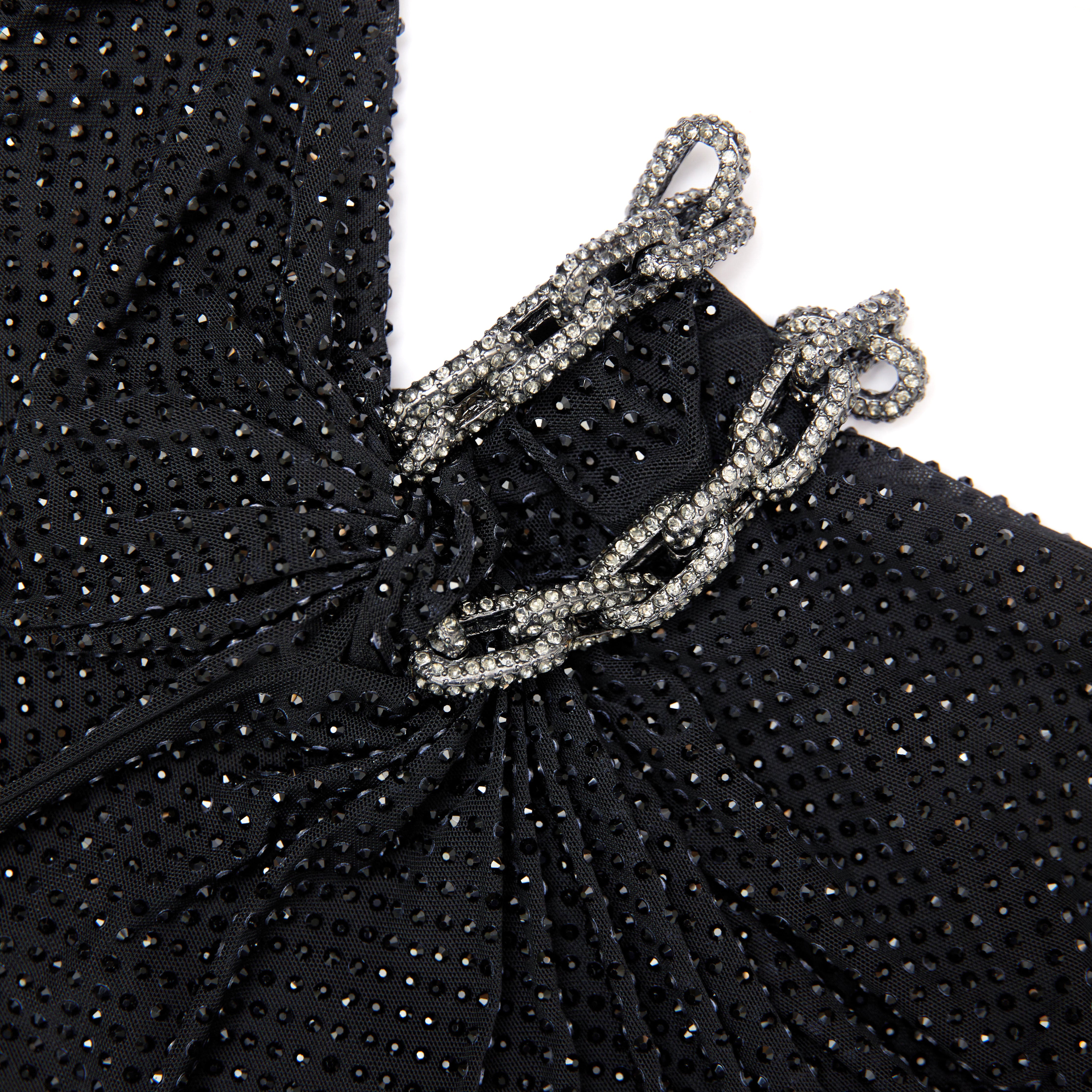 Self Portrait Black Rhinestone Maxikleid Schwarz UK8