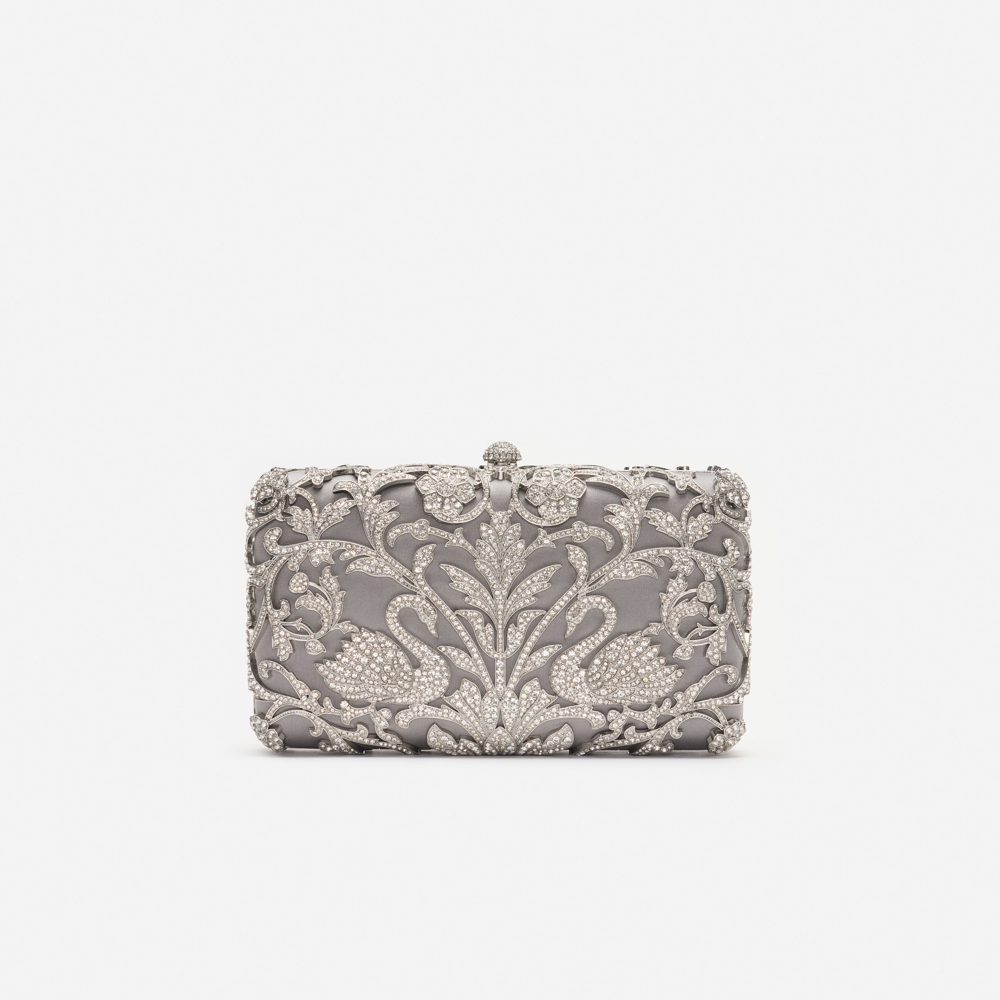Self Portrait Handbags Clutch Silber Satin Kristall Schwan