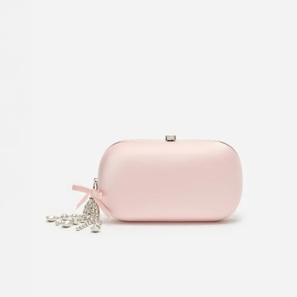 Self Portrait Pink Rectangle Satin Clutch Tasche Rosa One Size