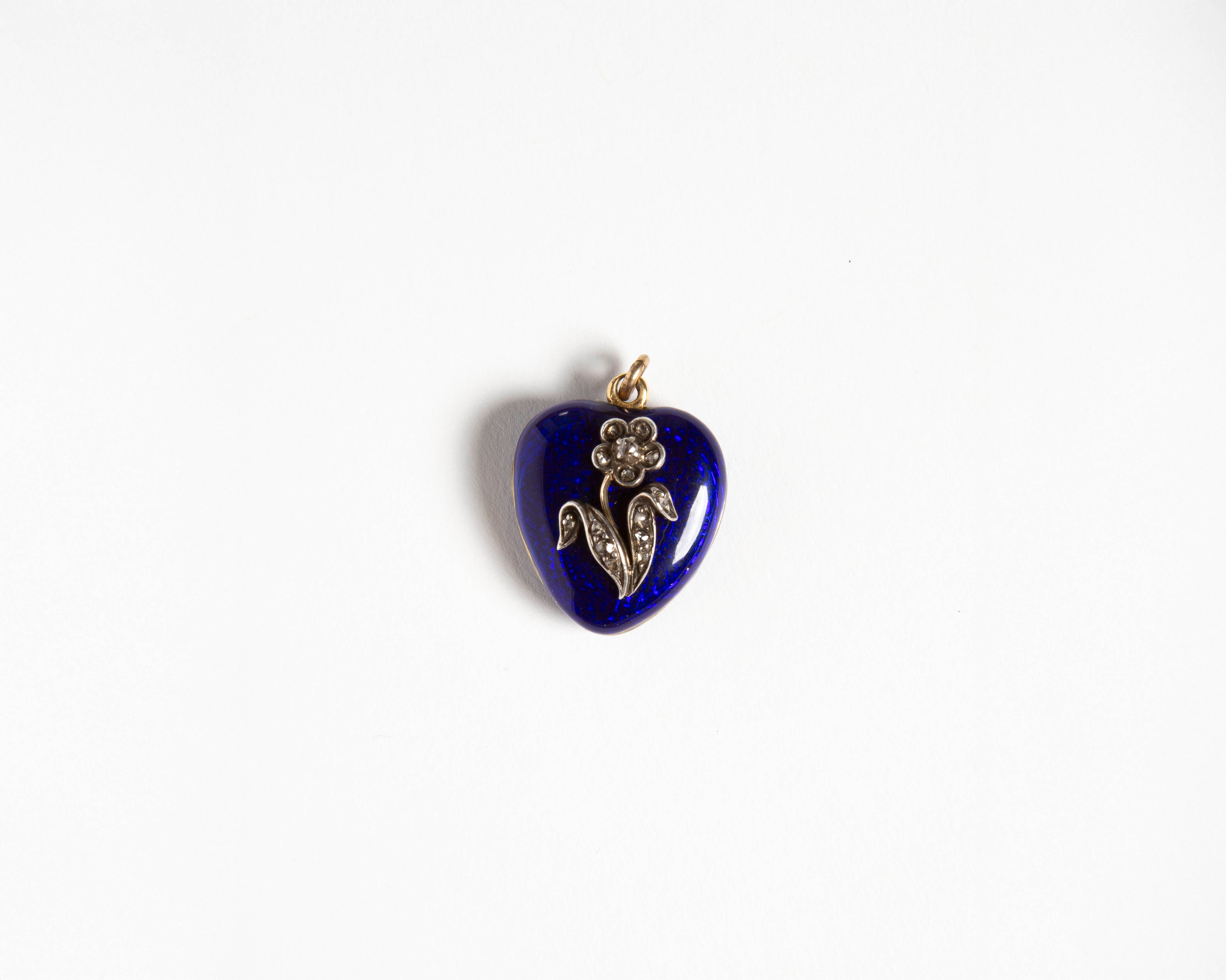 J.W.Anderson Diamond Heart Medaillon Blau Emaille Gold
