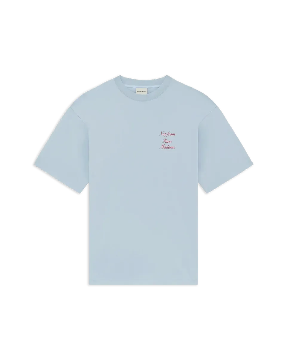 Drôle De Monsieur Slogan Calligraphy T-Shirt hellblau Baumwolle