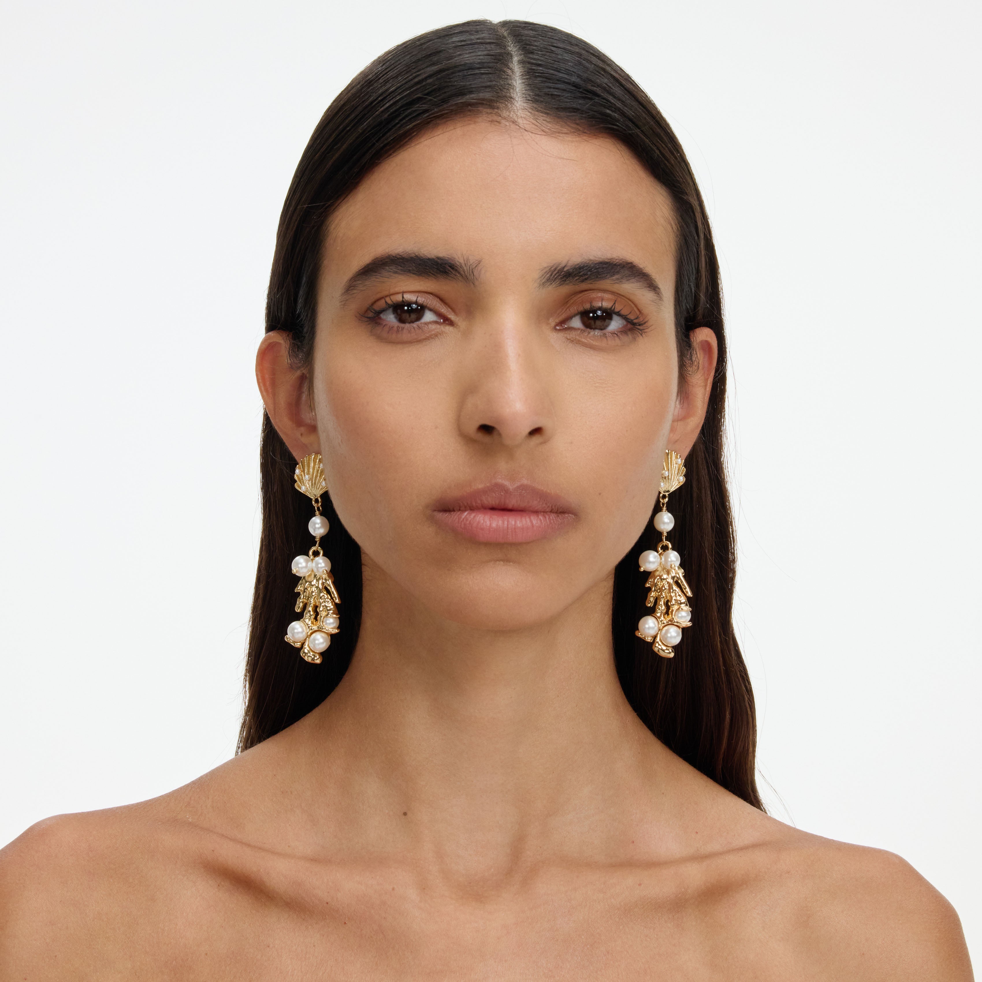 Self Portrait Gold Shell Pearl Ohrringe Gold One Size Muschel