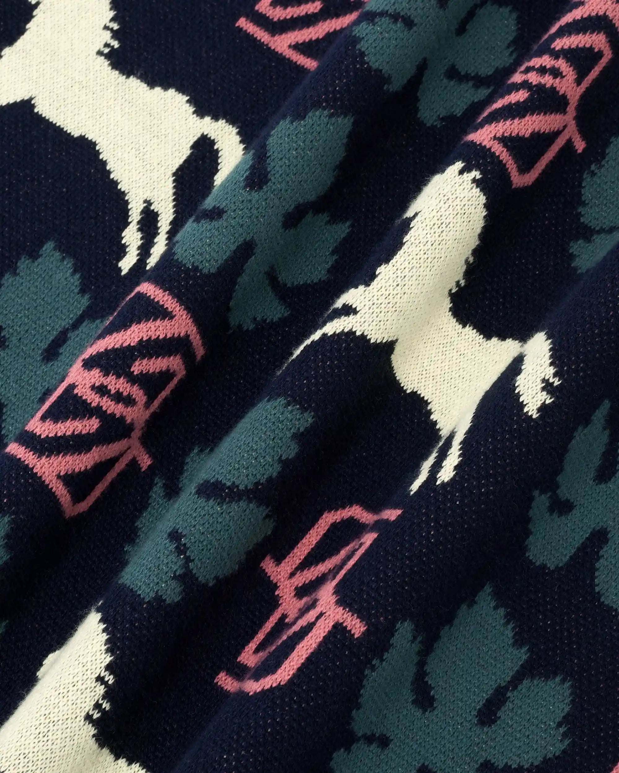 Drôle De Monsieur Horse Monogram Knit Polo Strickpolo navy