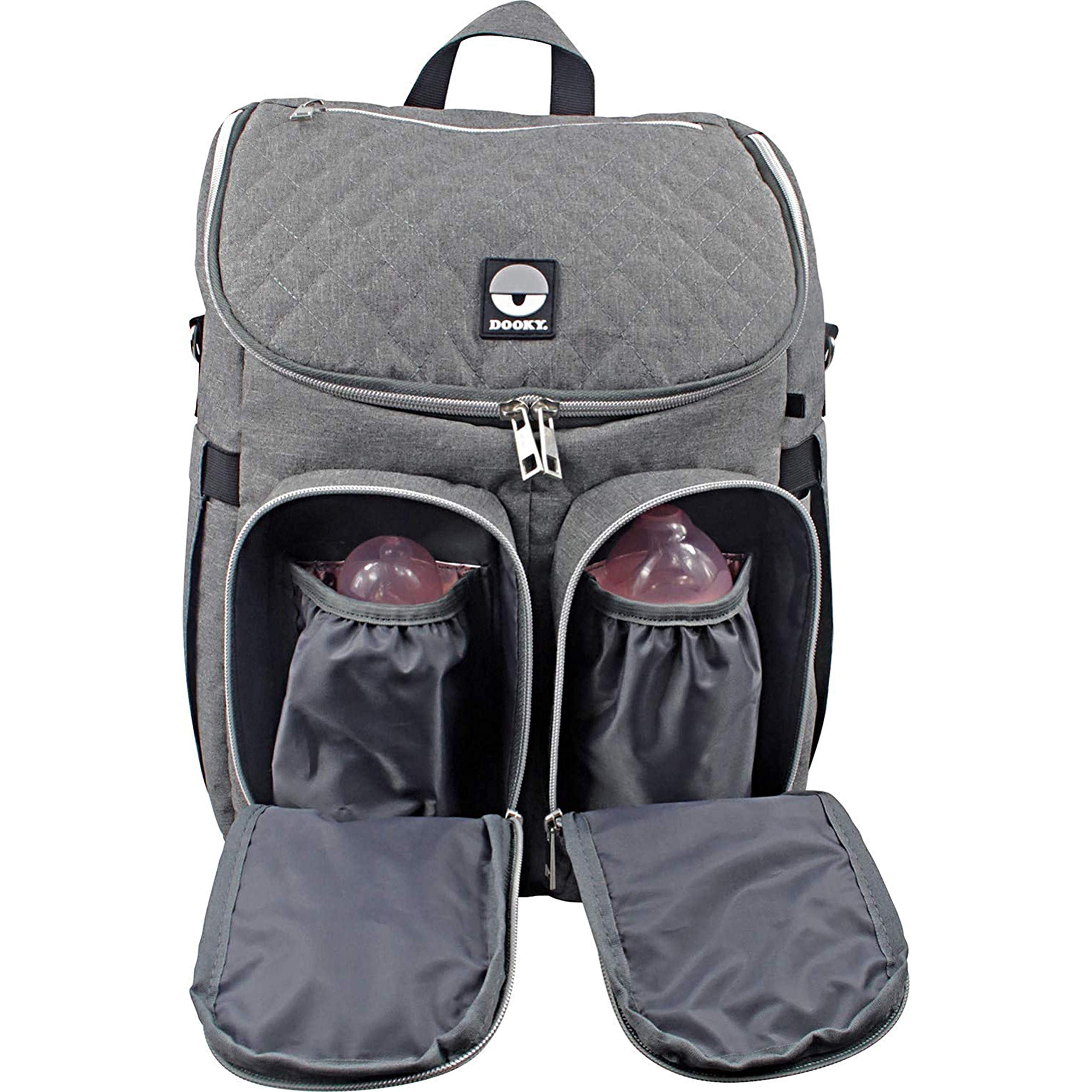 Dooky 2-in-1 Wickeltasche Rucksack Grau Melange 11 Fächer