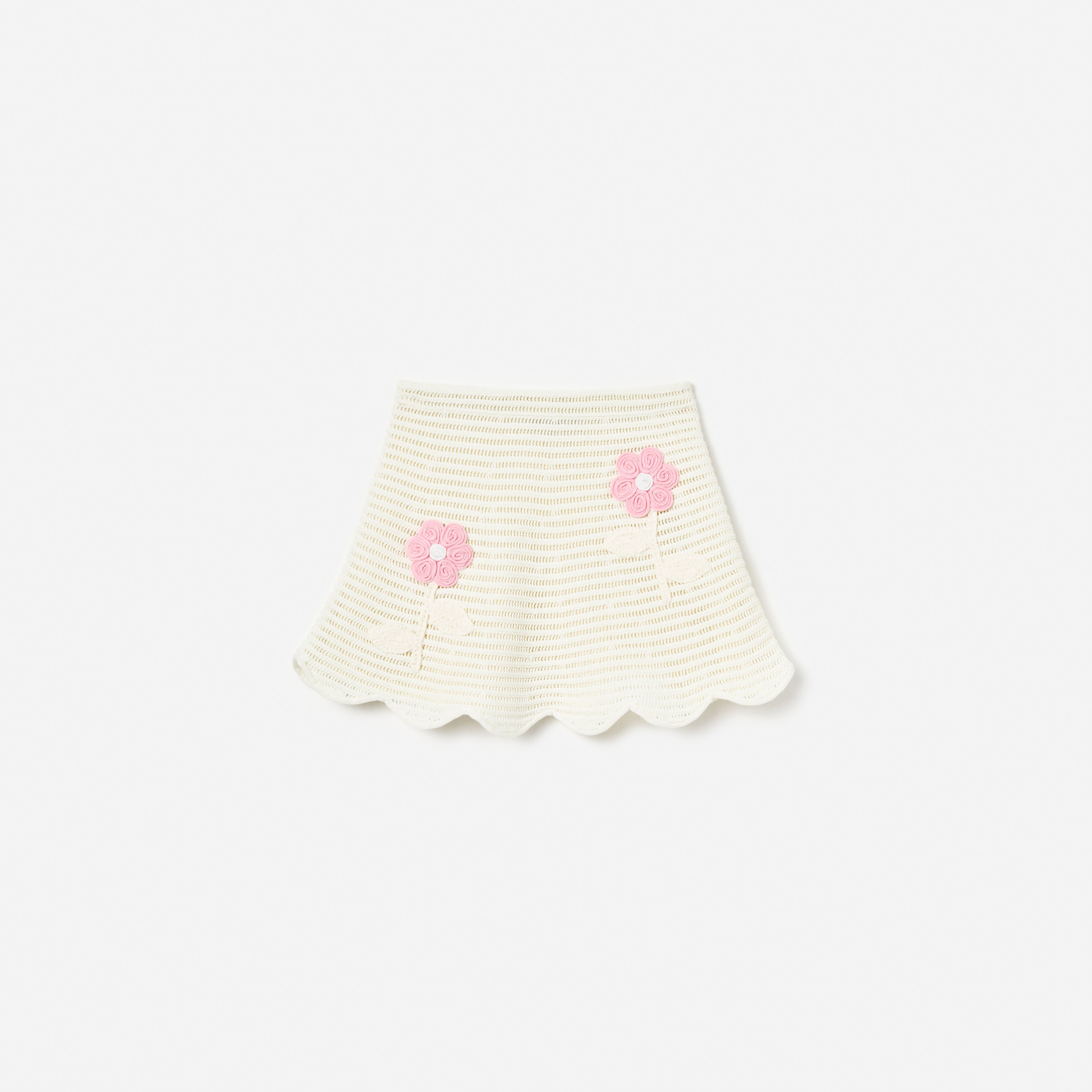 Self Portrait Bottoms Cream Flower Strickrock 3/4 Creme
