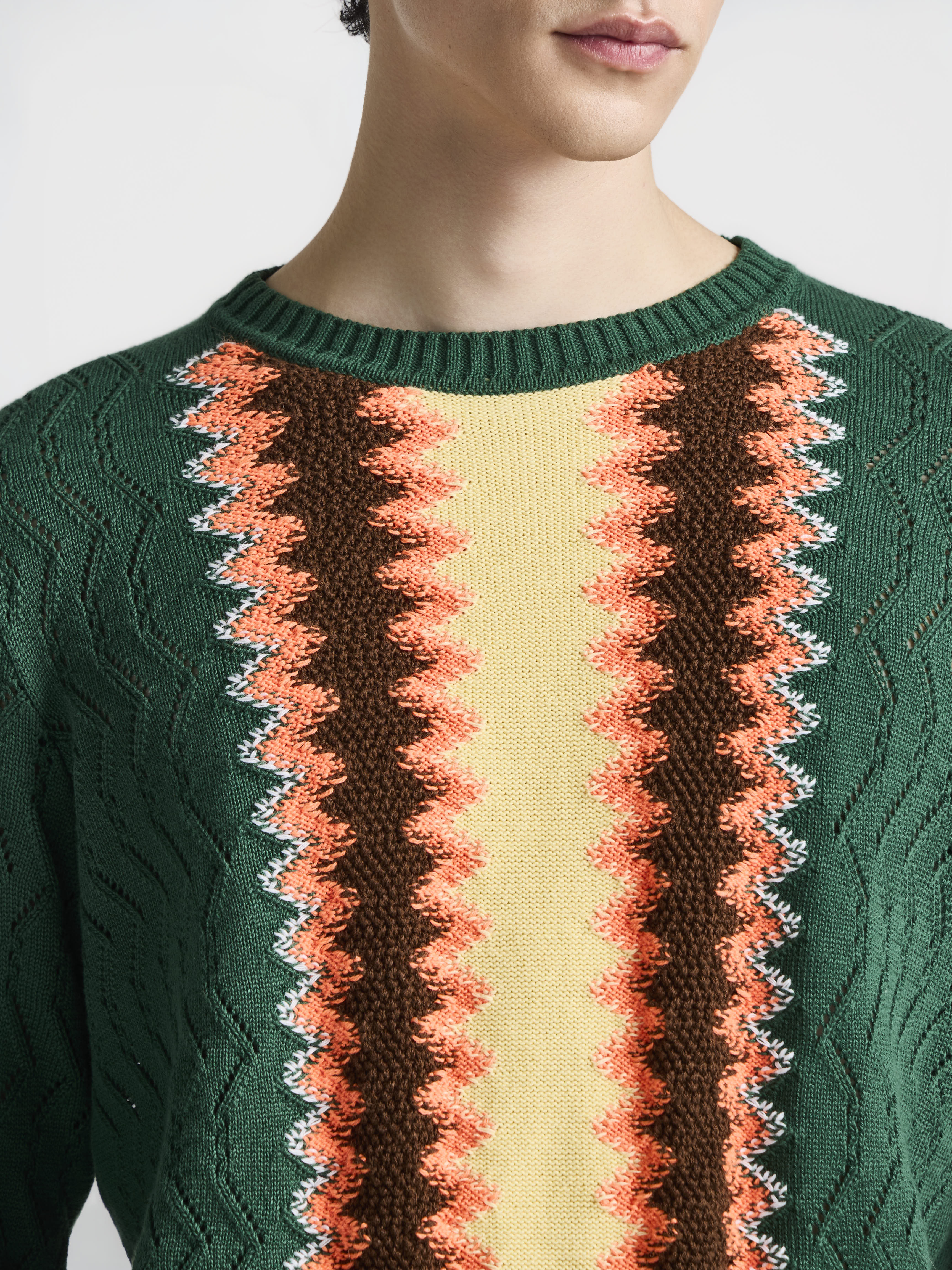 J.W. Anderson Chevron Jumper Pine Baumwolle Rundhals