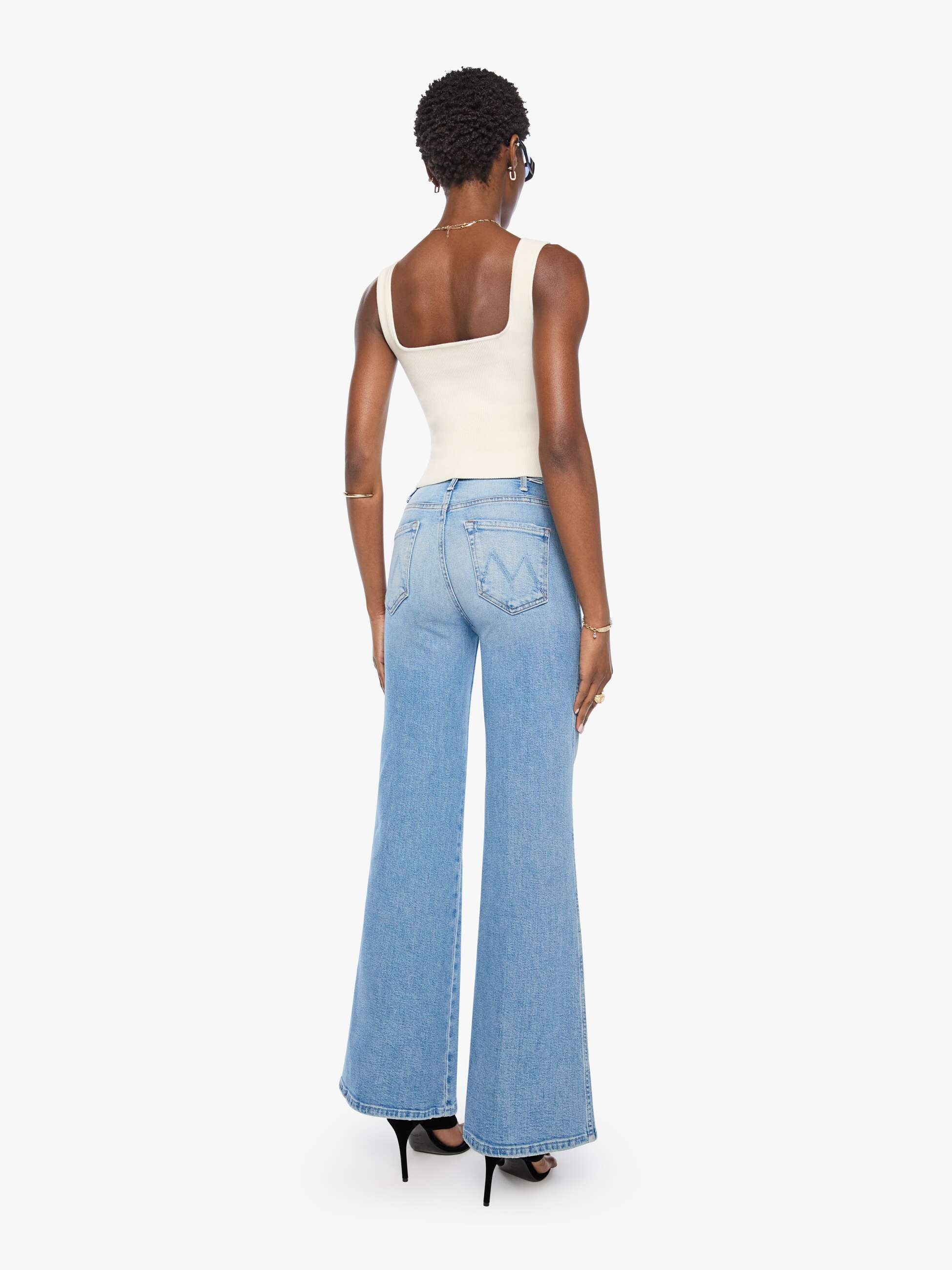 Mother Denim Hustler Roller Double Sneak Jeans Saddle Up