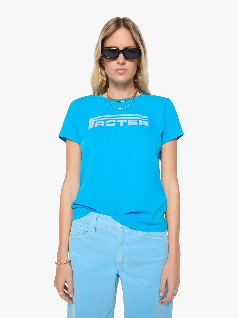 Mother The Sinful Faster T-Shirt Blau Baumwolle Slim