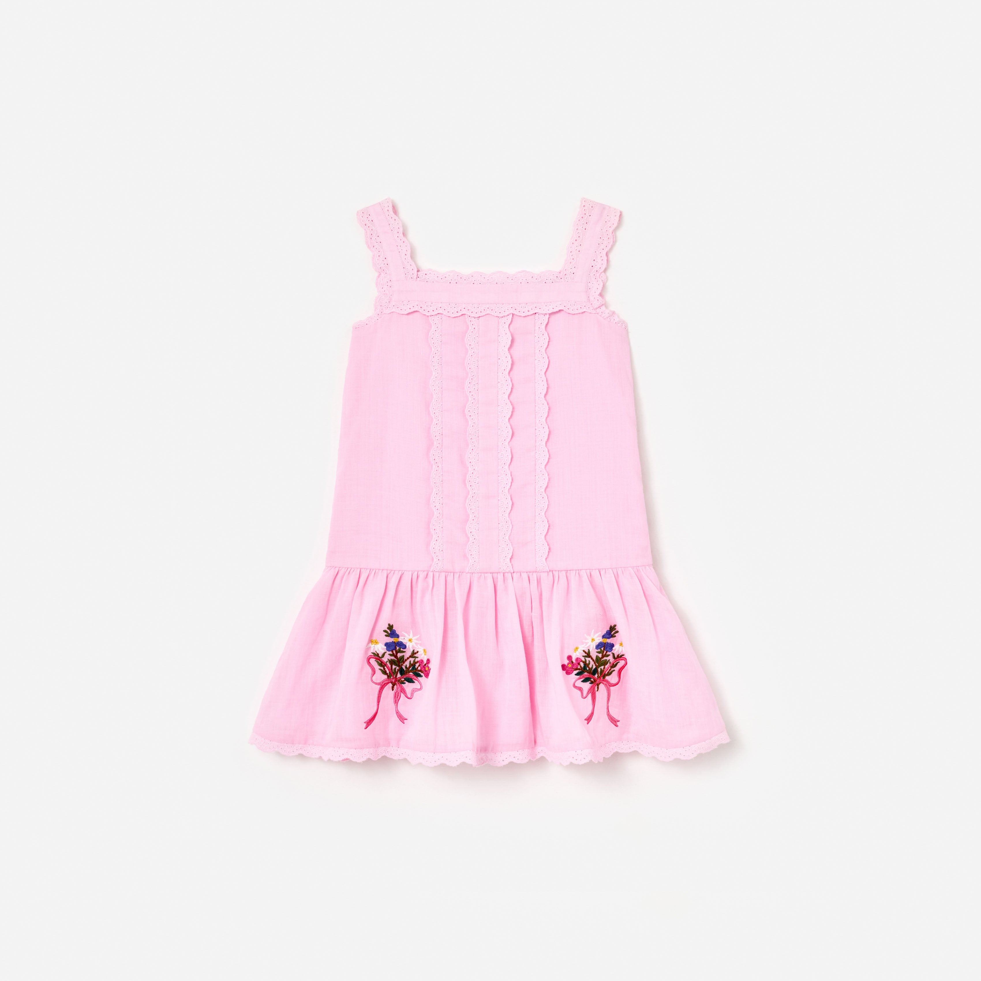 Self Portrait Kinder Kleid Rosa Blume Stickerei 5/6