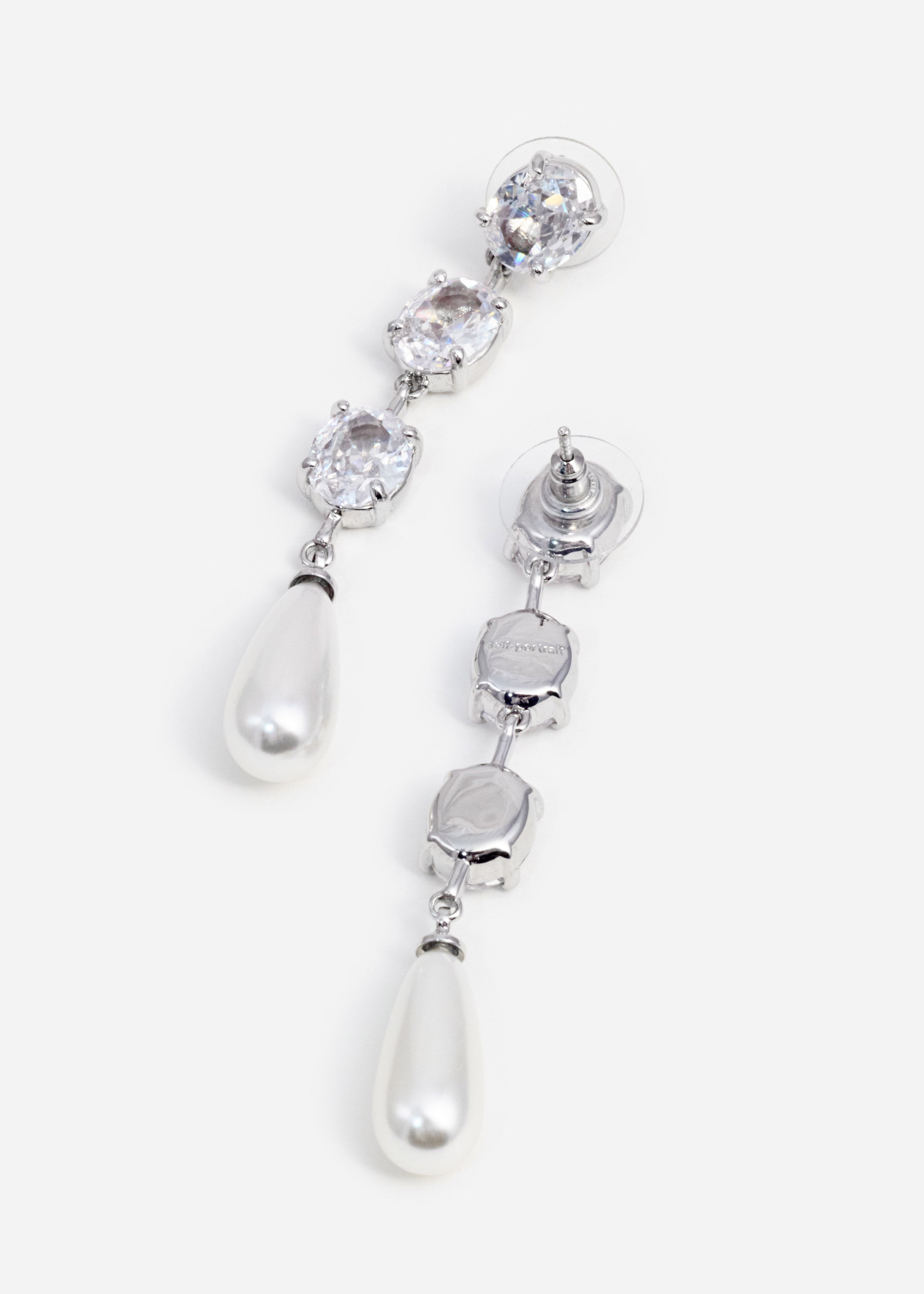 Self Portrait Jewellery Tiered Crystal Ohrringe Silber One Size