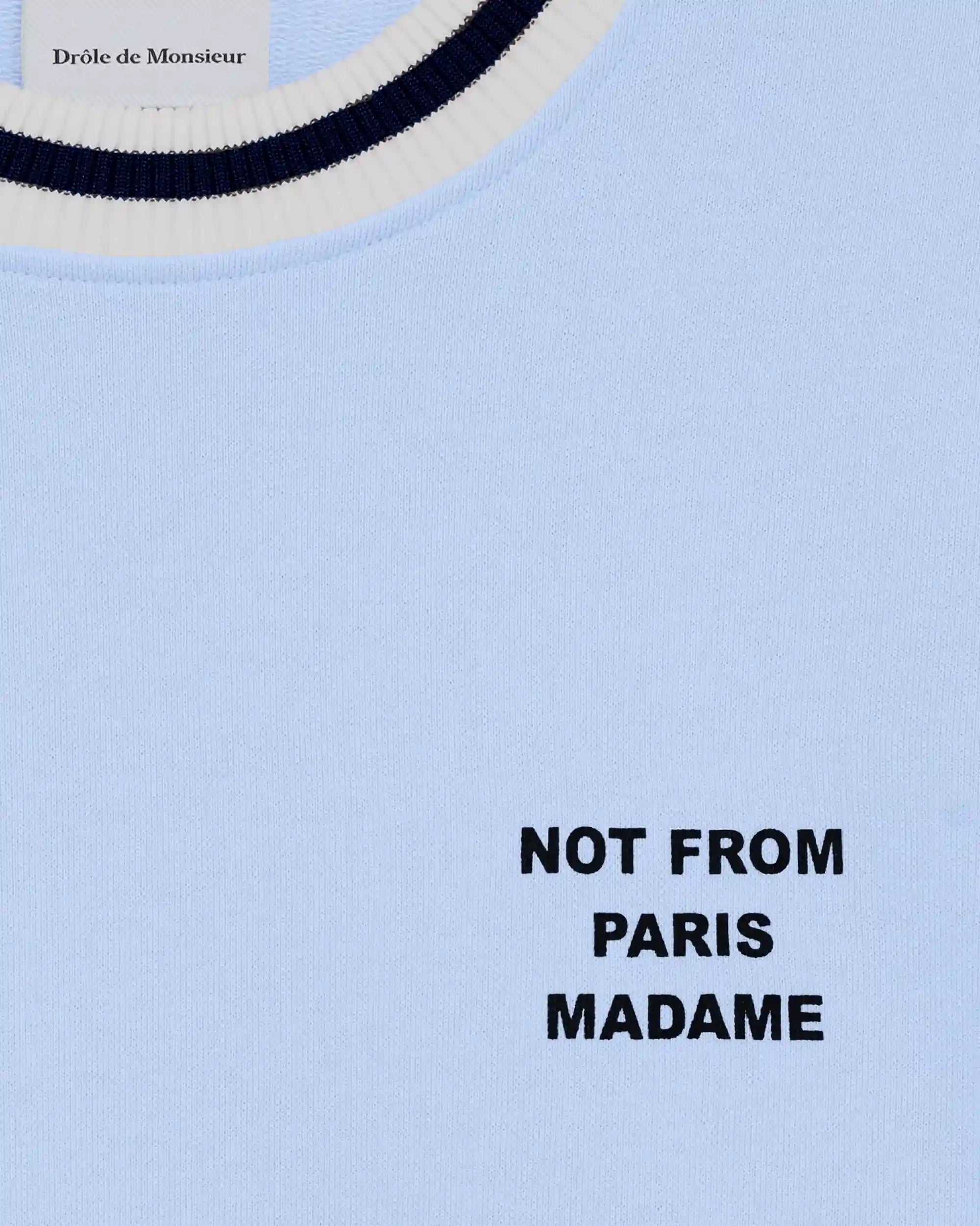 Drôle De Monsieur Sweatshirt Slogan Sport Sweater Hellblau Baumwolle