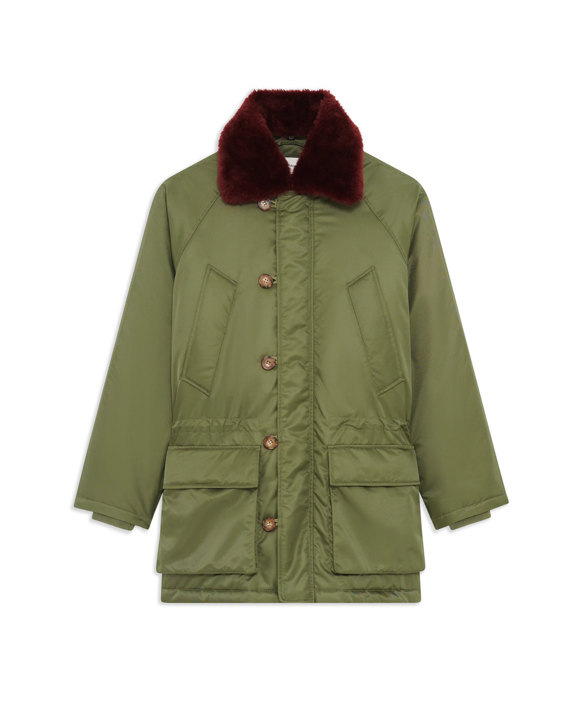 Drôle De Monsieur Nylon Parka Fake Fur Collar Parka Khaki