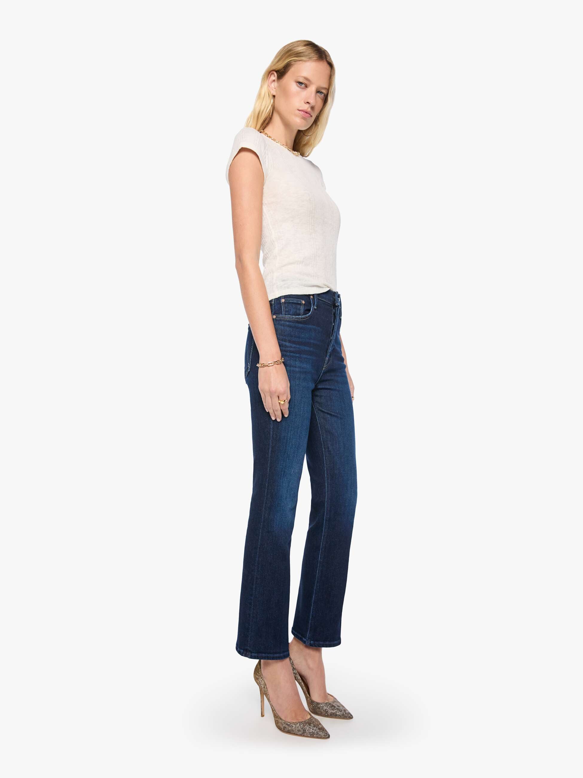 Mother The Tripper Flood Jeans Hard Stop Honey Stretch