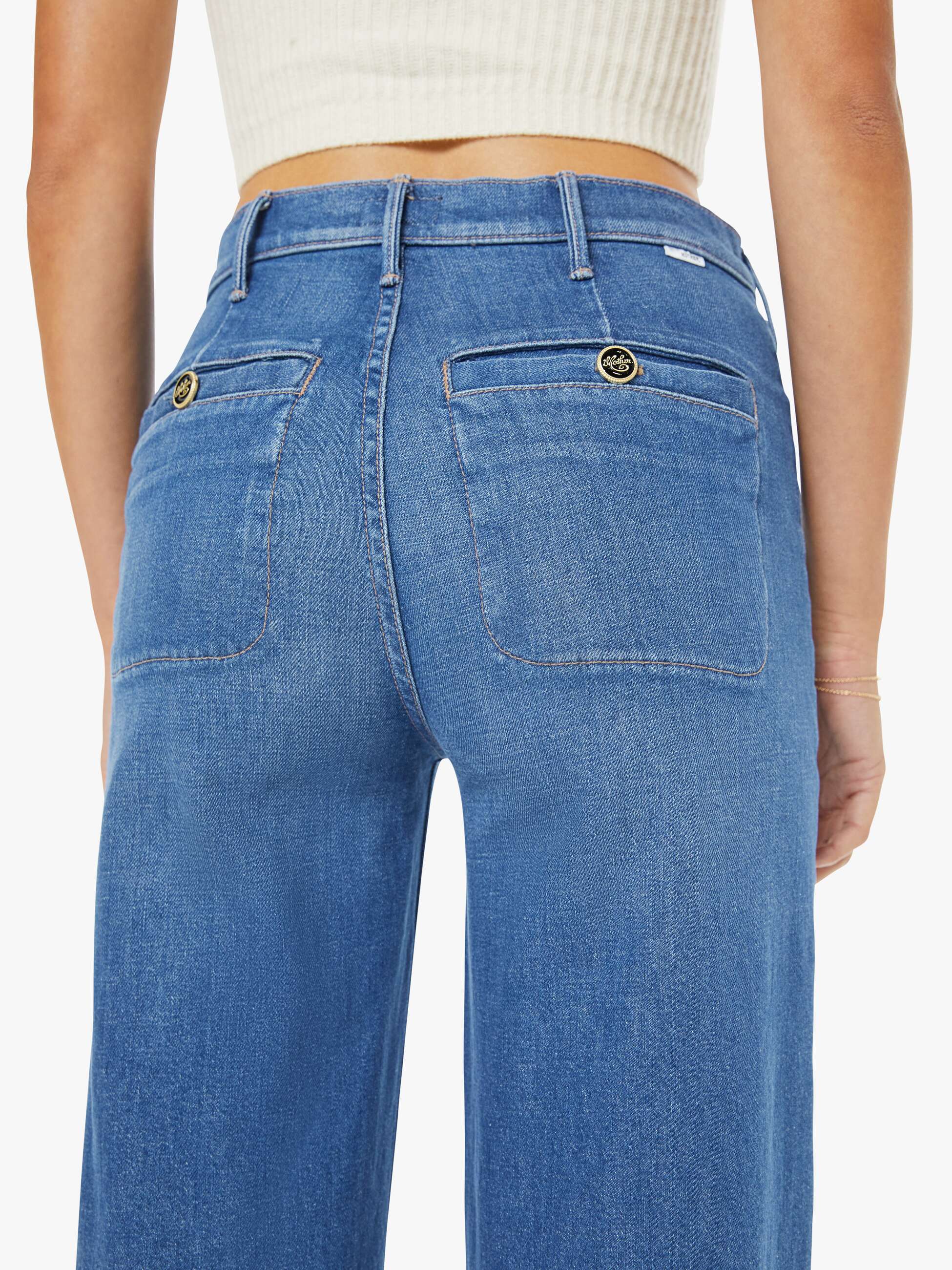 Mother Hustler Roller Sneak Whisk Me Away Wide Leg Jeans