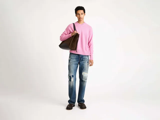 J.W.Anderson V-Neck Kaschmir Pullover Herren Bubblegum