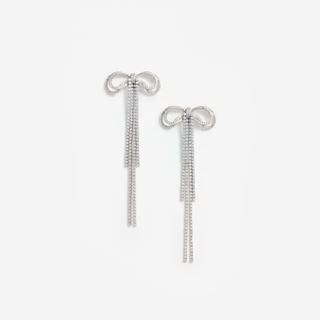 Self-Portrait Double Crystal Bow Ohrringe Silber One Size