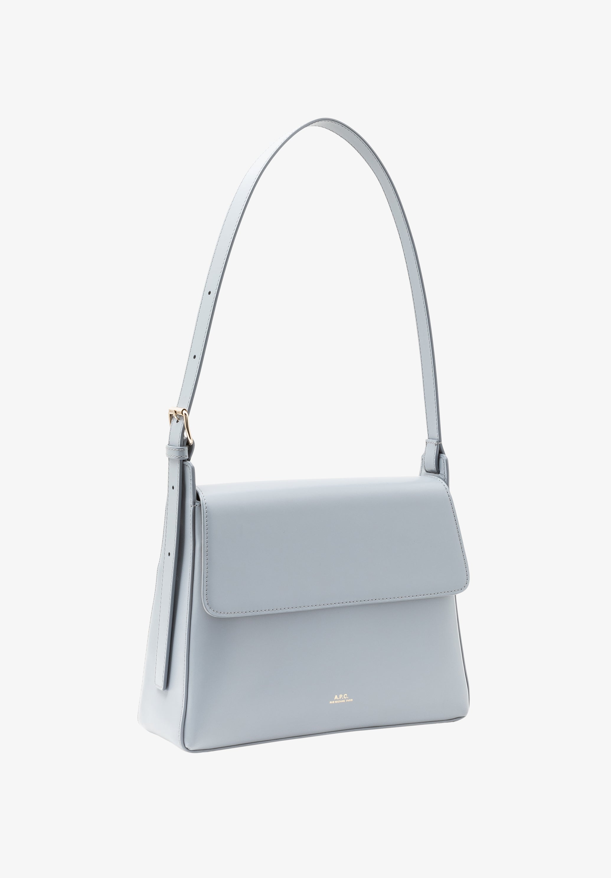 A.P.C. Virginie Flap Tasche blau Glattleder 25x18x8 cm
