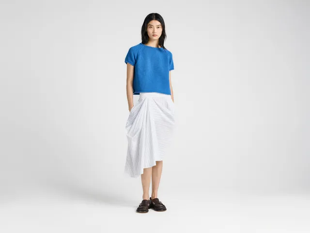 J.W.Anderson Rock Damen Weiß Blau Drapiert Asymmetrisch Baumwolle