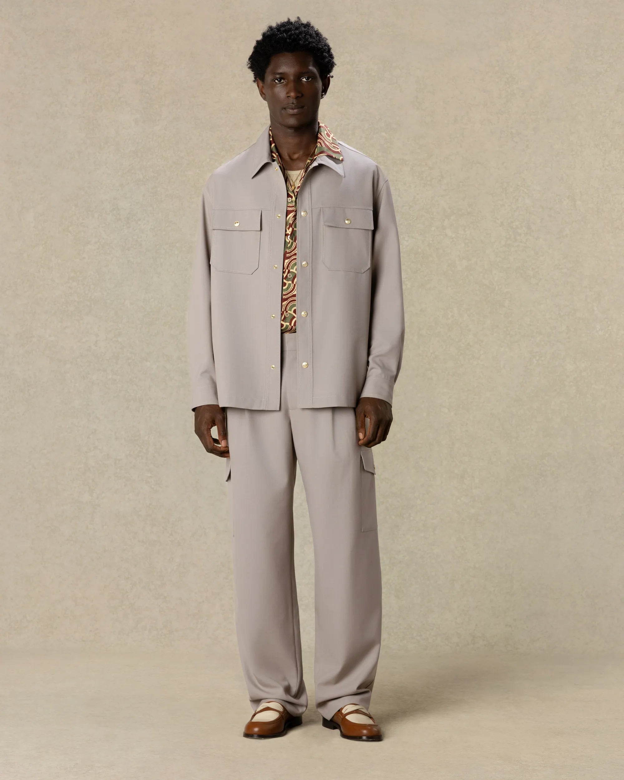 Drôle De Monsieur Pocket Overshirt Hemdjacke Beige Wolle