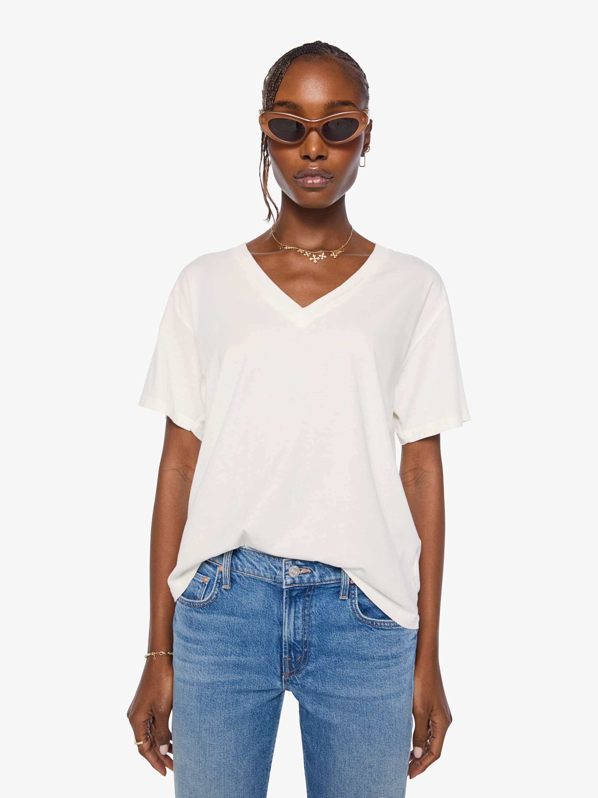 Mother The Varsity Rowdy T-Shirt Fluff Weiß