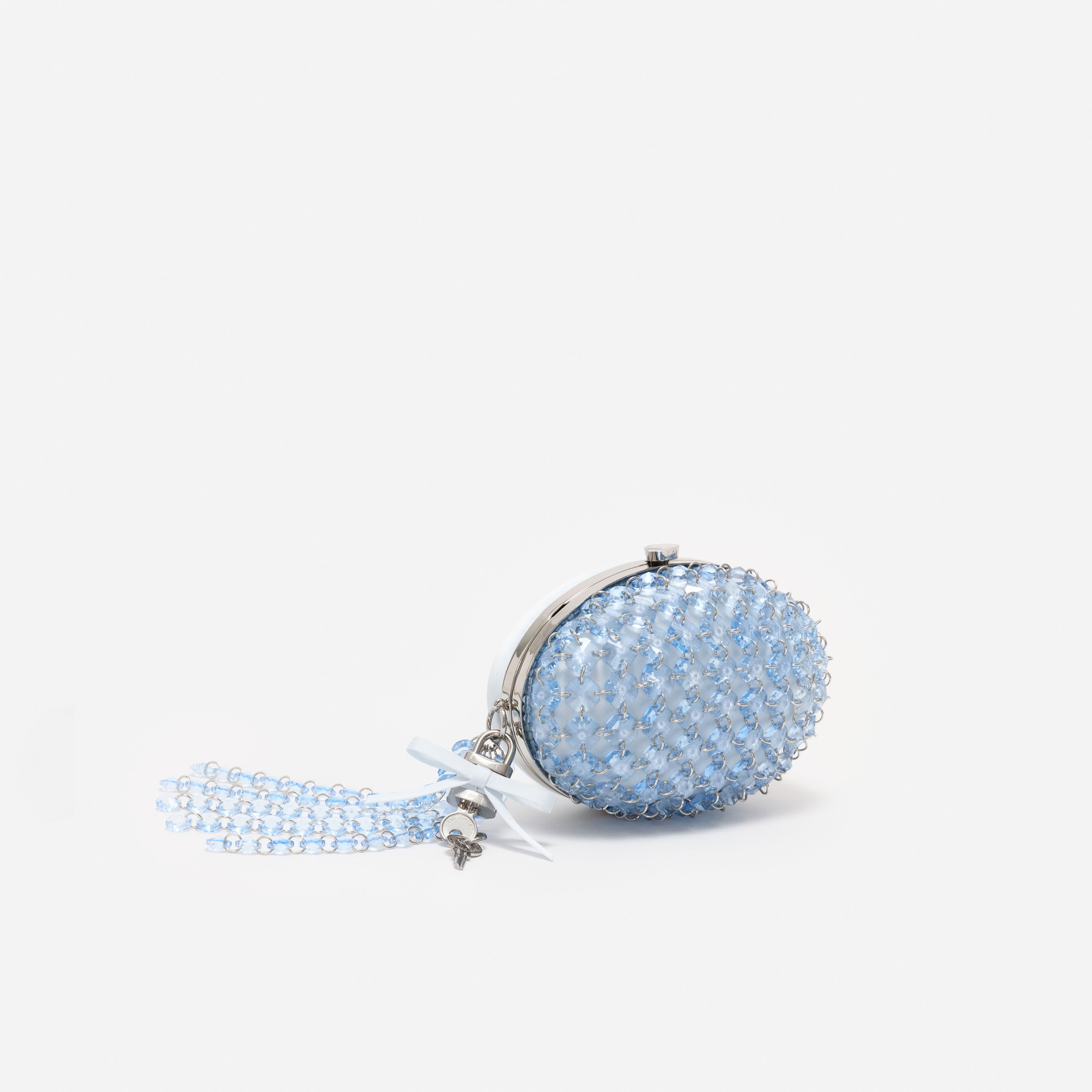 Self Portrait Oval Crystal Chain Clutch Tasche Blau Kristall