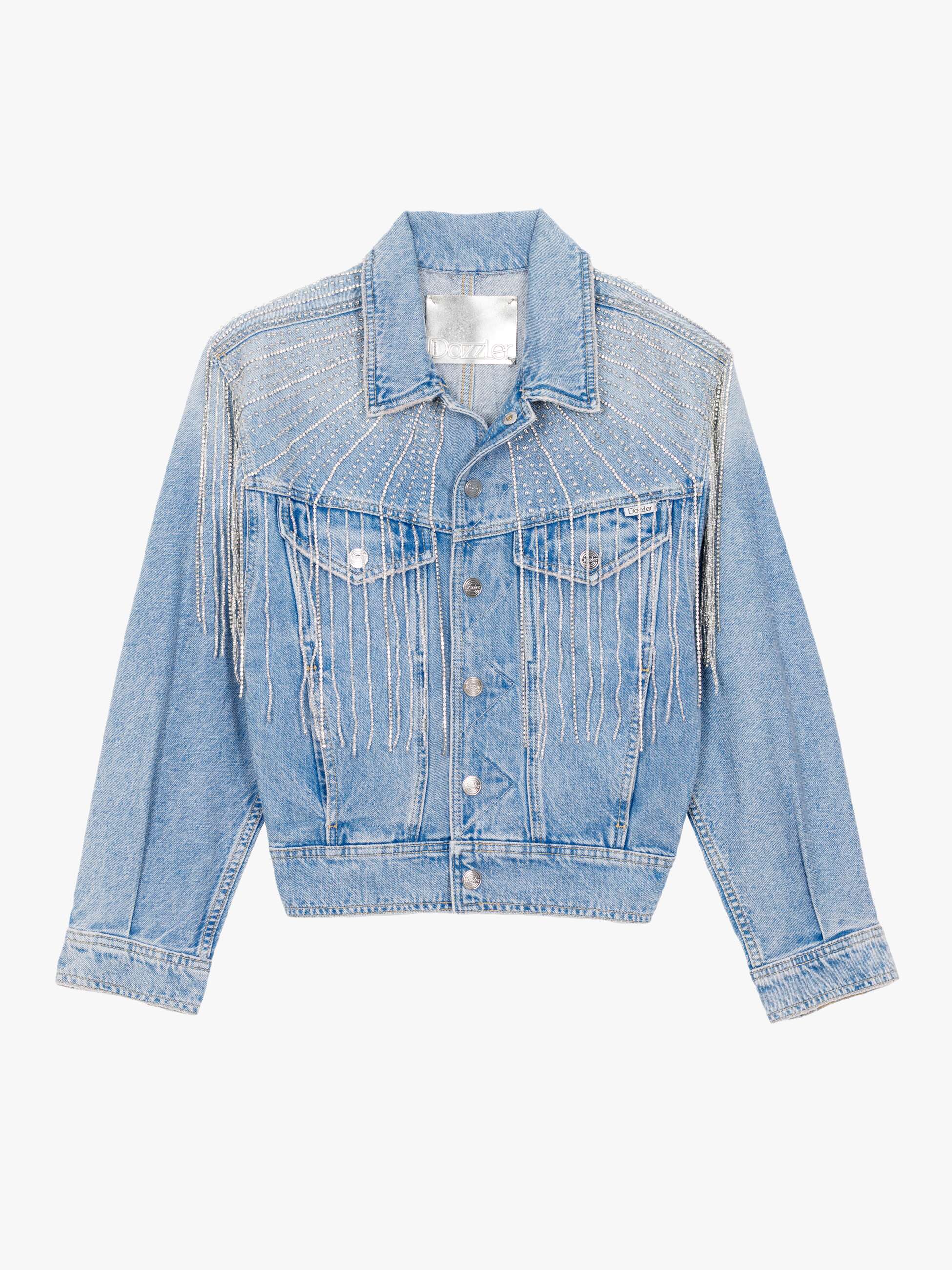 Mother The Fly Away Jeansjacke Sparkle Emergency Kit Blau