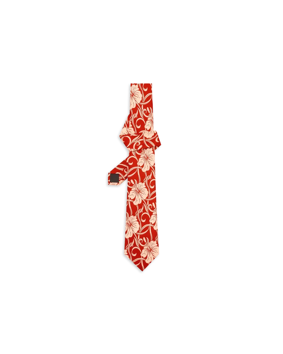 Drôle De Monsieur Cravate Hibiscus Krawatte rot Seide