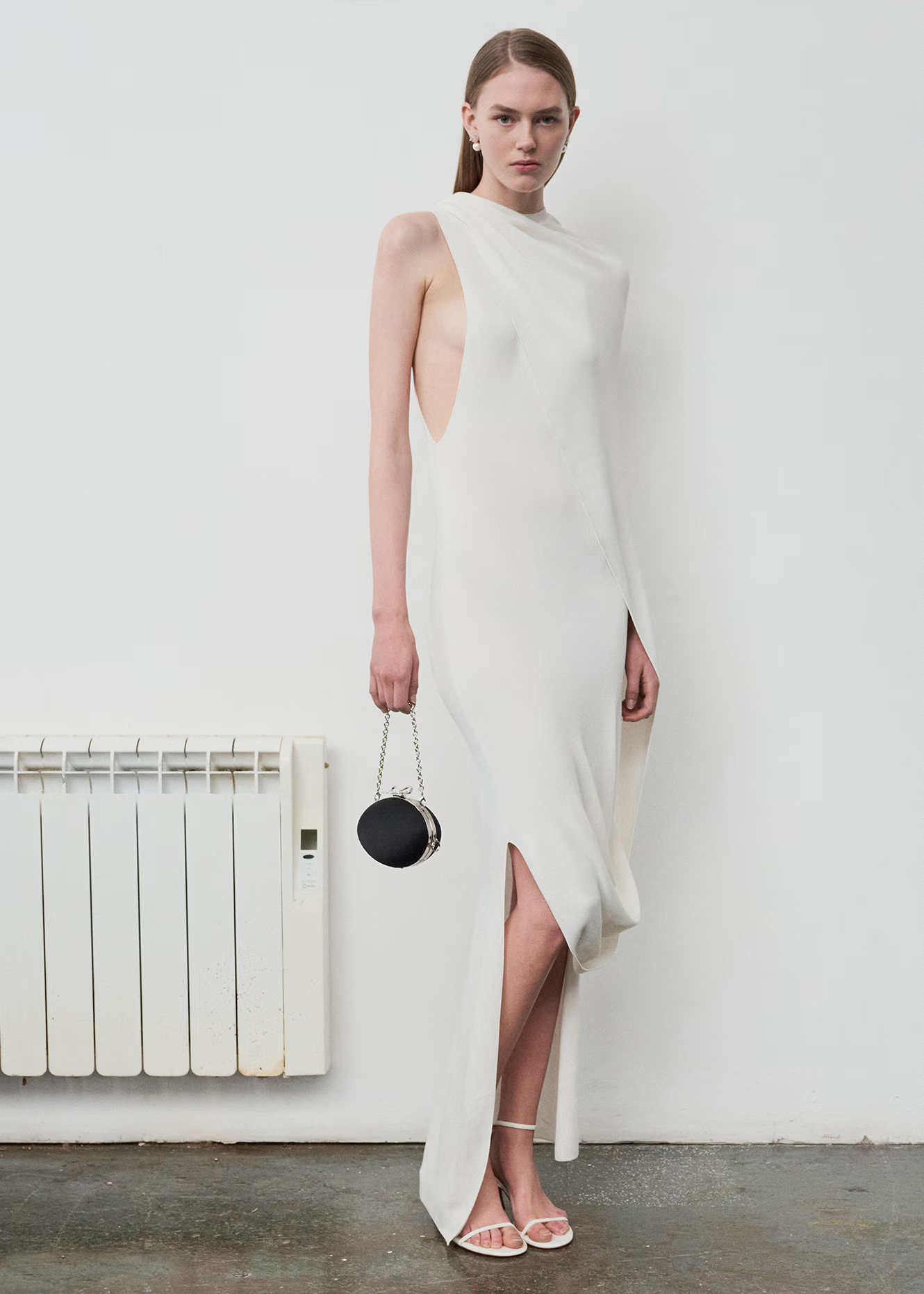 Self Portrait Dresses White Drape Viskose Maxikleid Weiß