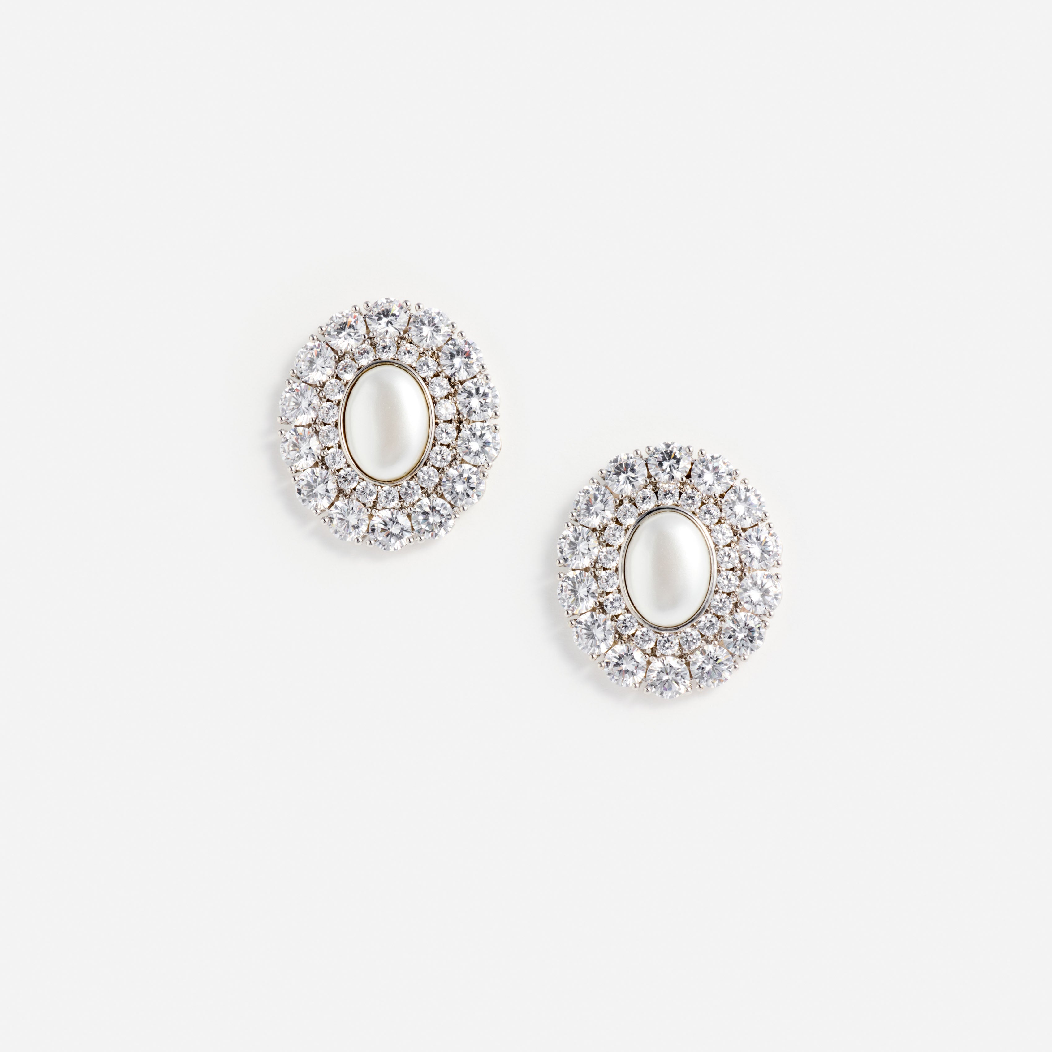 Self Portrait Oval Crystal Pearl Earrings Ohrstecker One Size