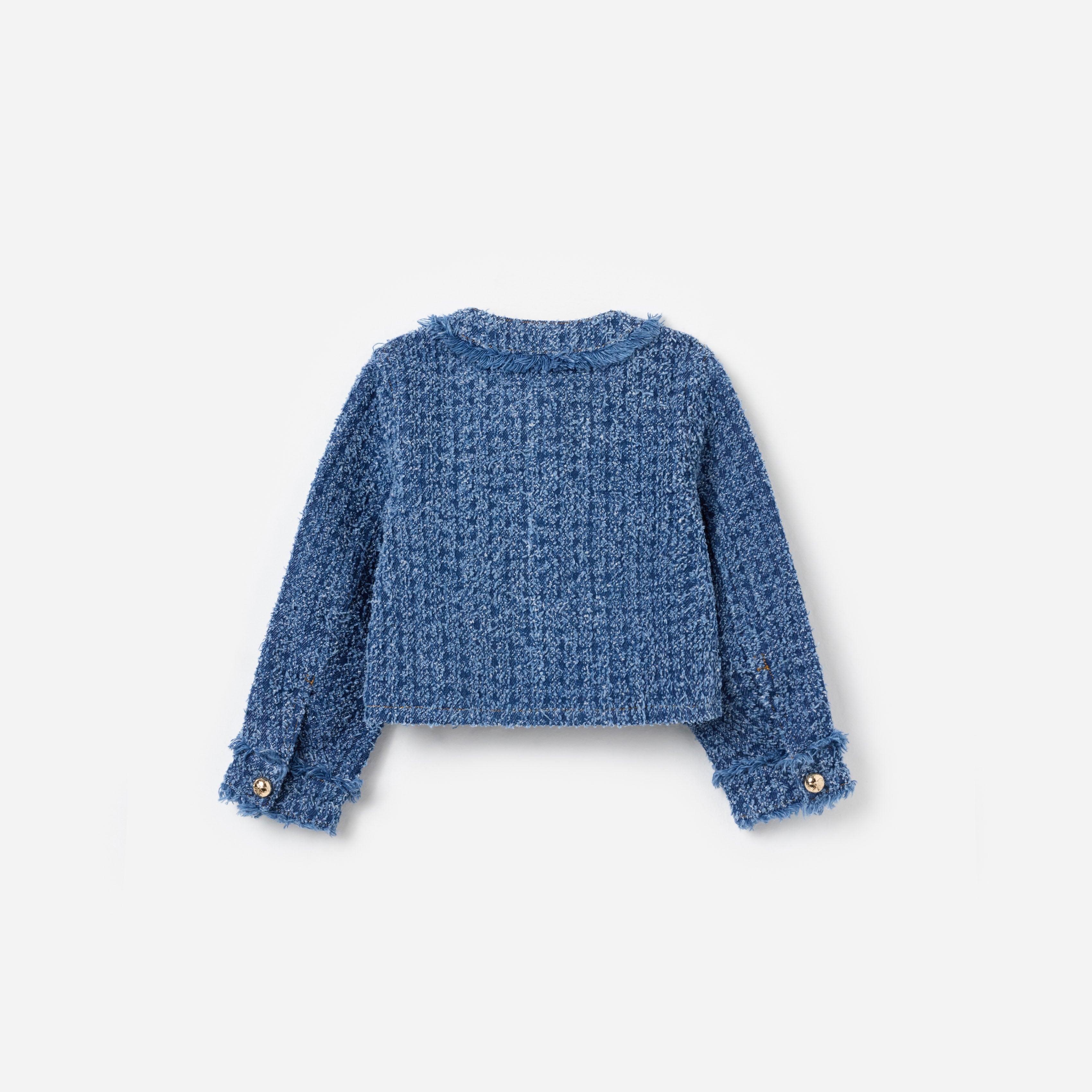 Self Portrait Textured Denim Heart Trim Jacke Denim 7/8