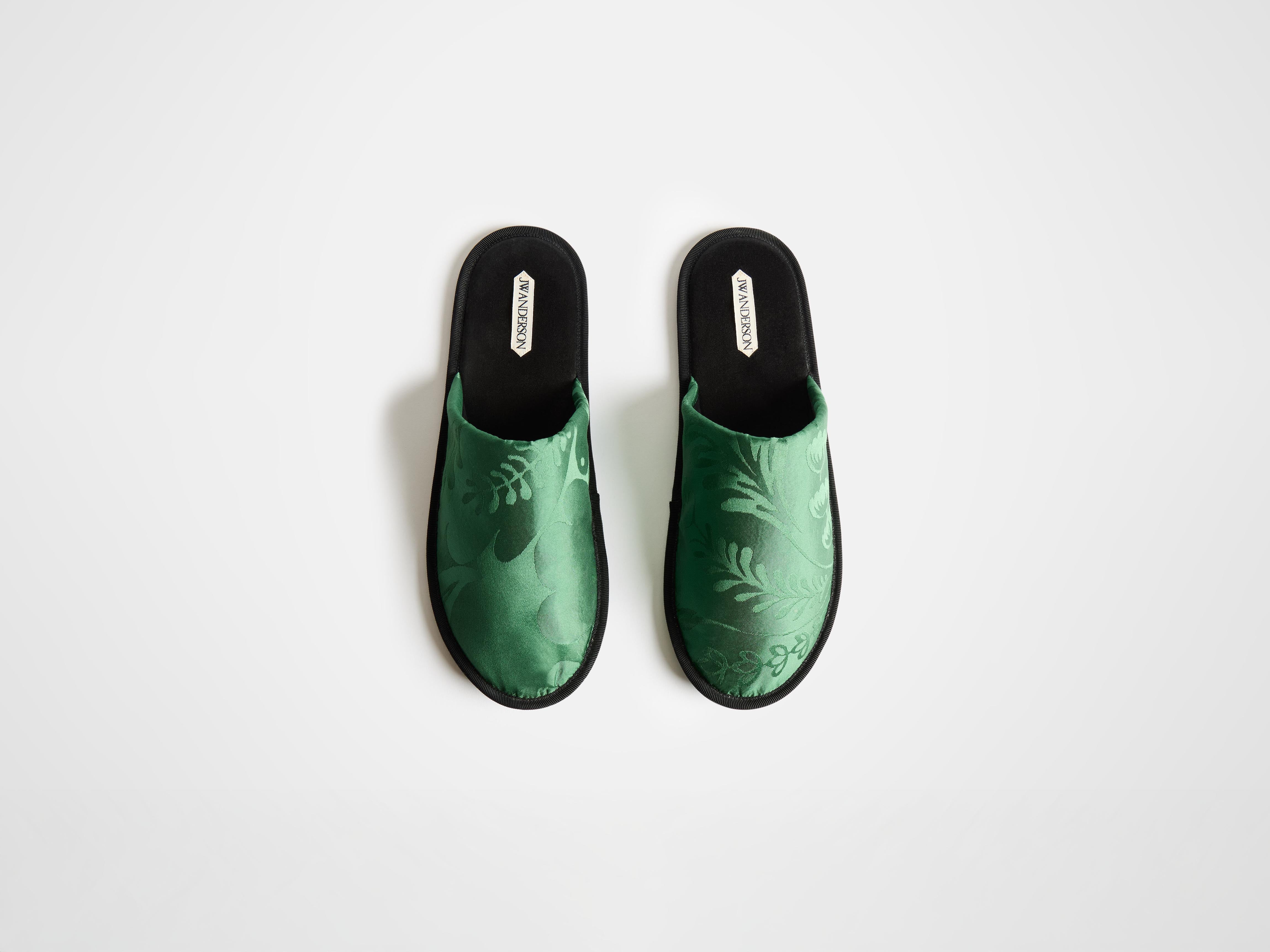 J.W.Anderson Close Toe Slides Pantoletten Smaragd Seide