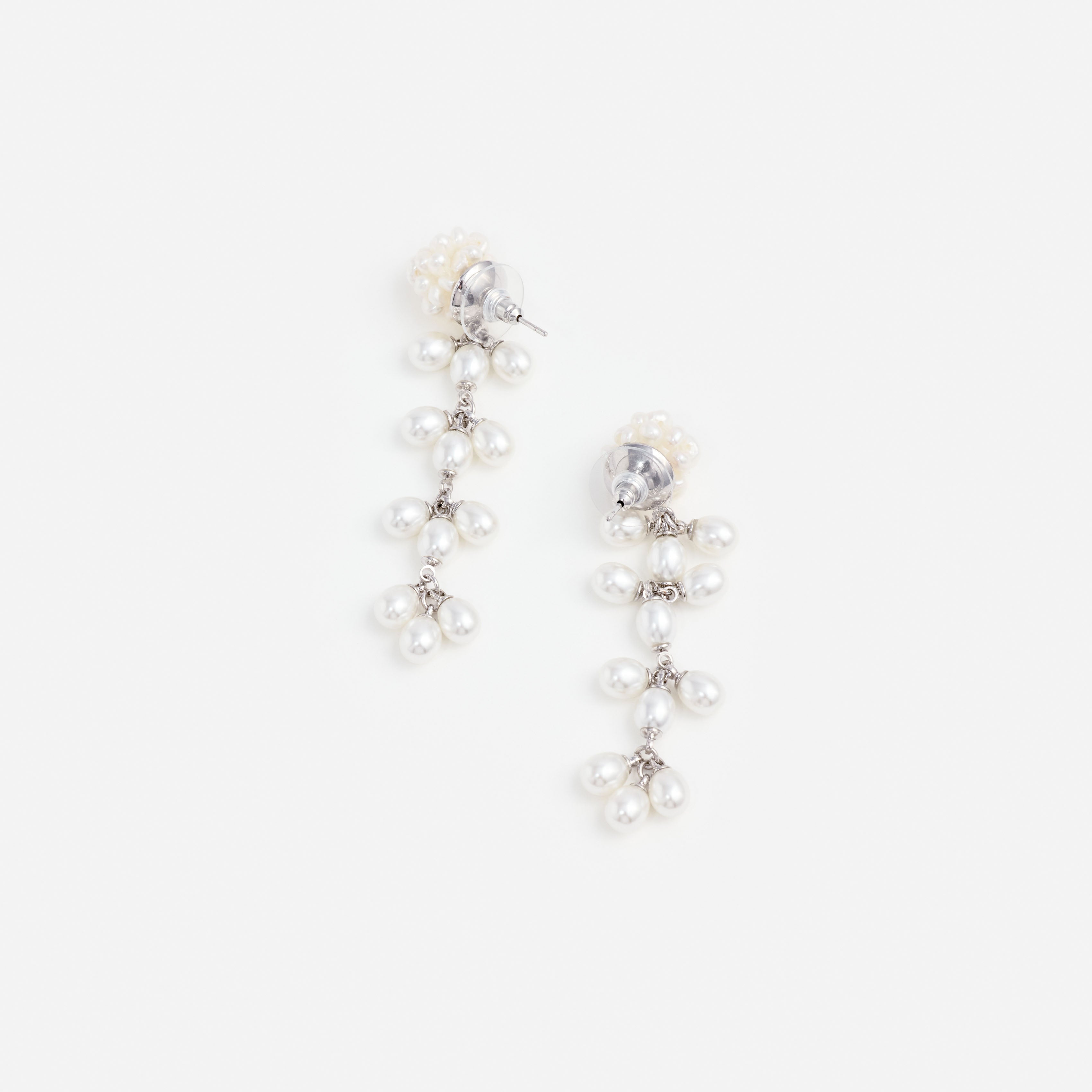 Self Portrait Pearl Cluster Dangle Ohrringe Creme