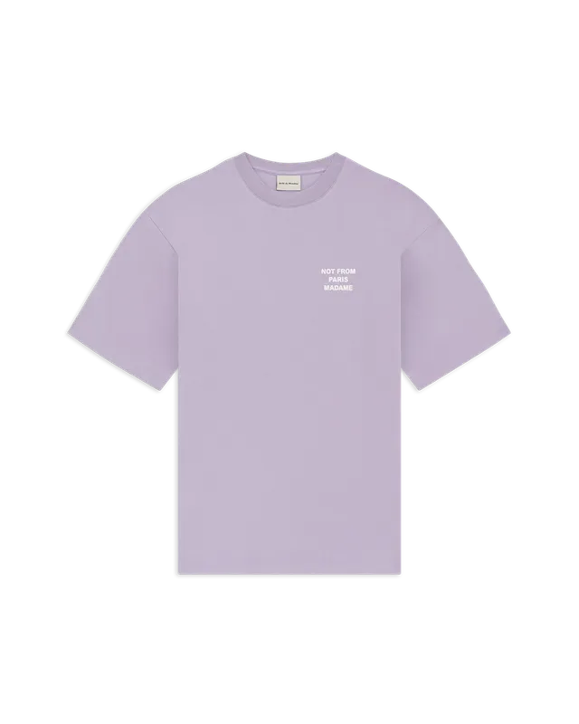 Drôle de Monsieur Slogan T-Shirt Lavendel Baumwolle