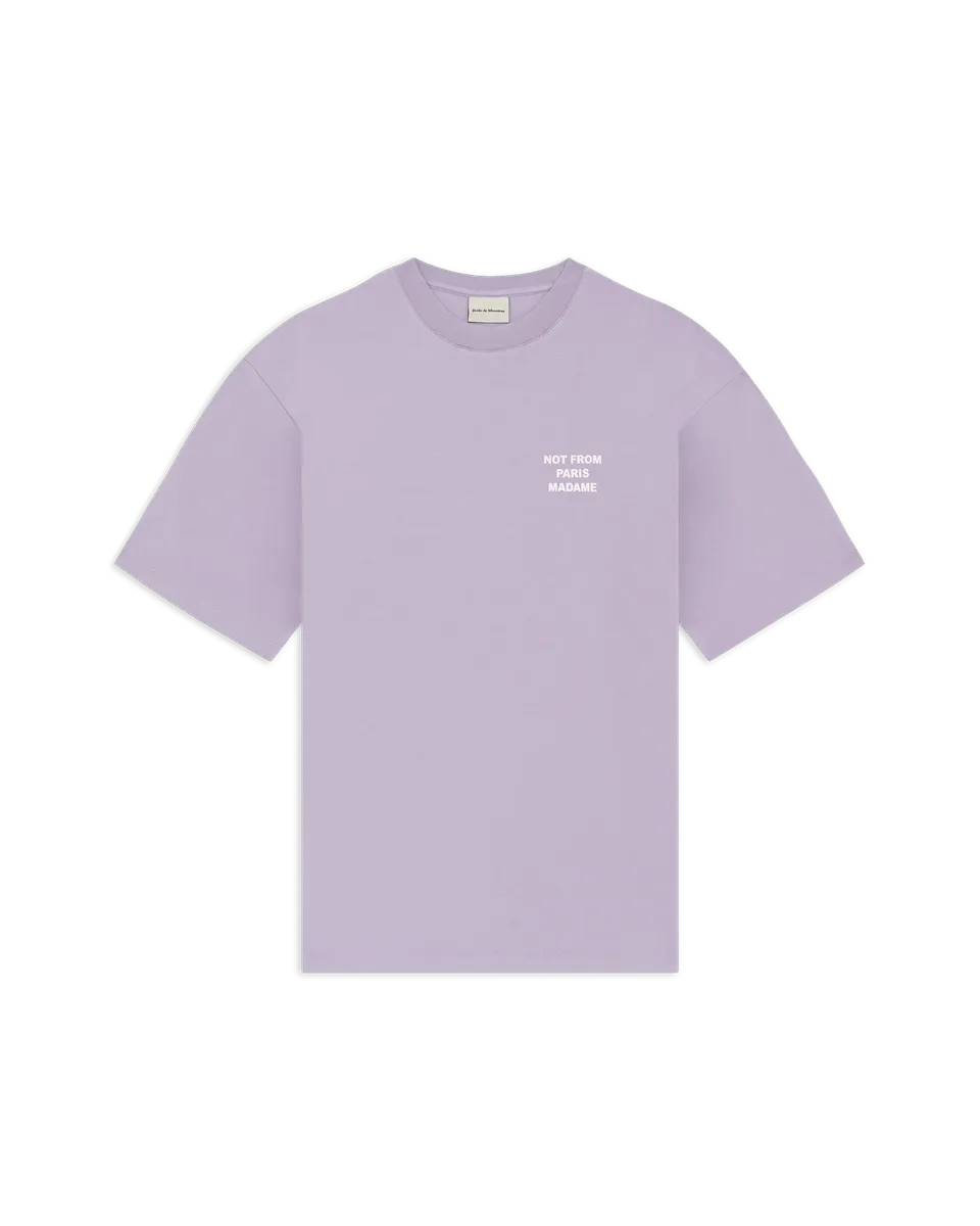 Drôle de Monsieur Slogan T-Shirt Lavendel Baumwolle