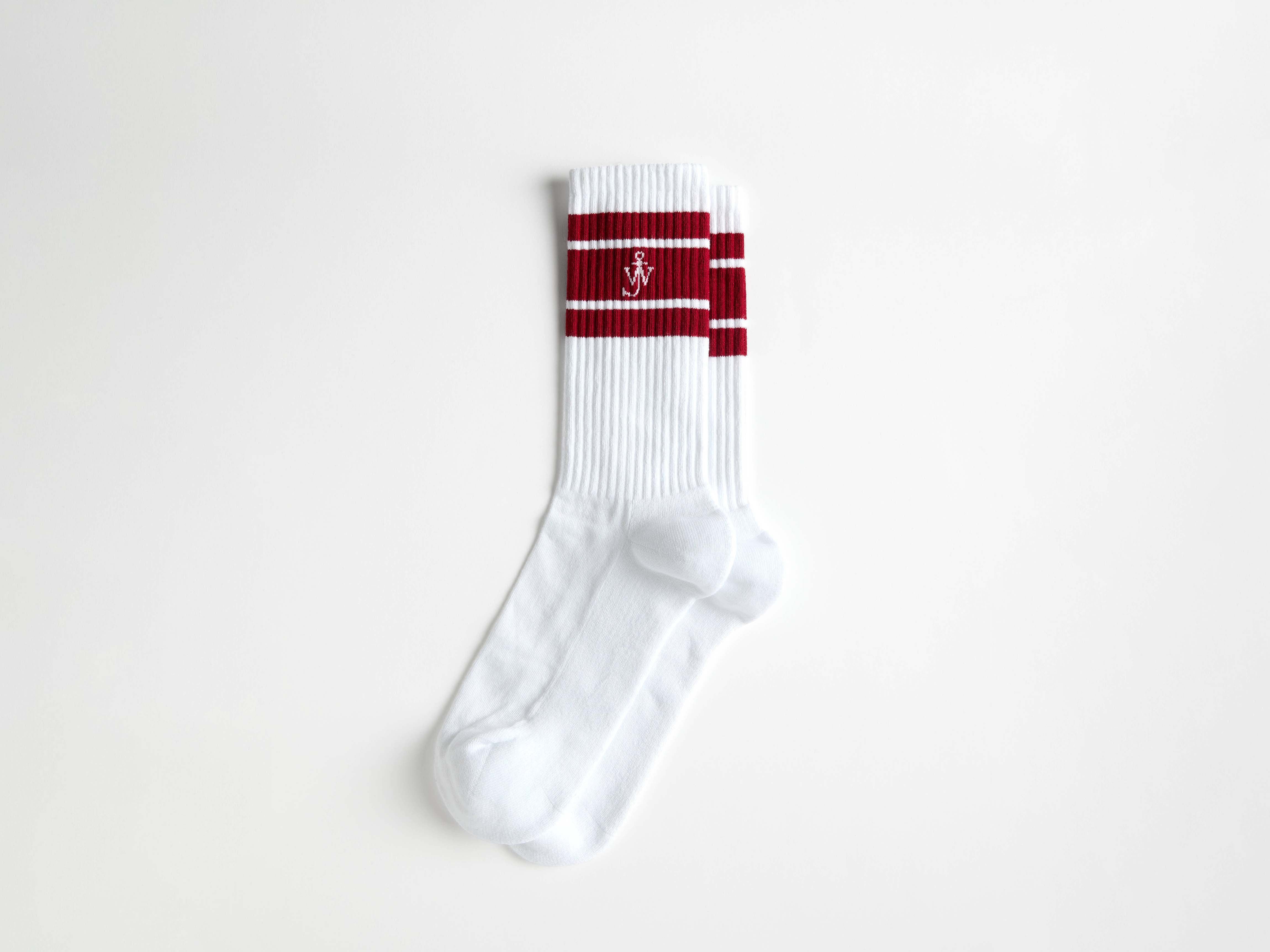 J.W.Anderson Sport Socken Weiß Rot Baumwolle