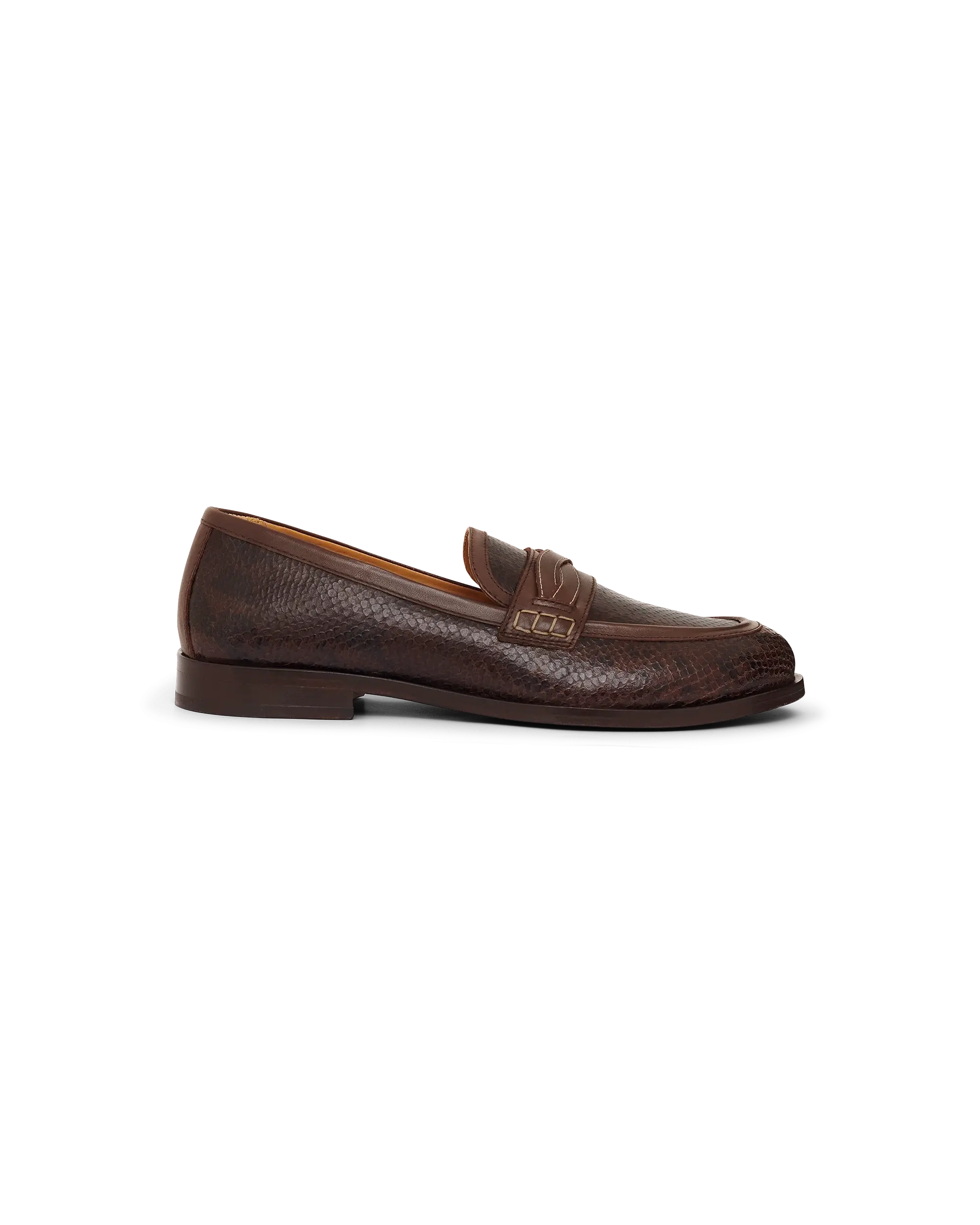 Drôle De Monsieur Mocassin Tresse Loafer Dunkelbraun Kroko Leder