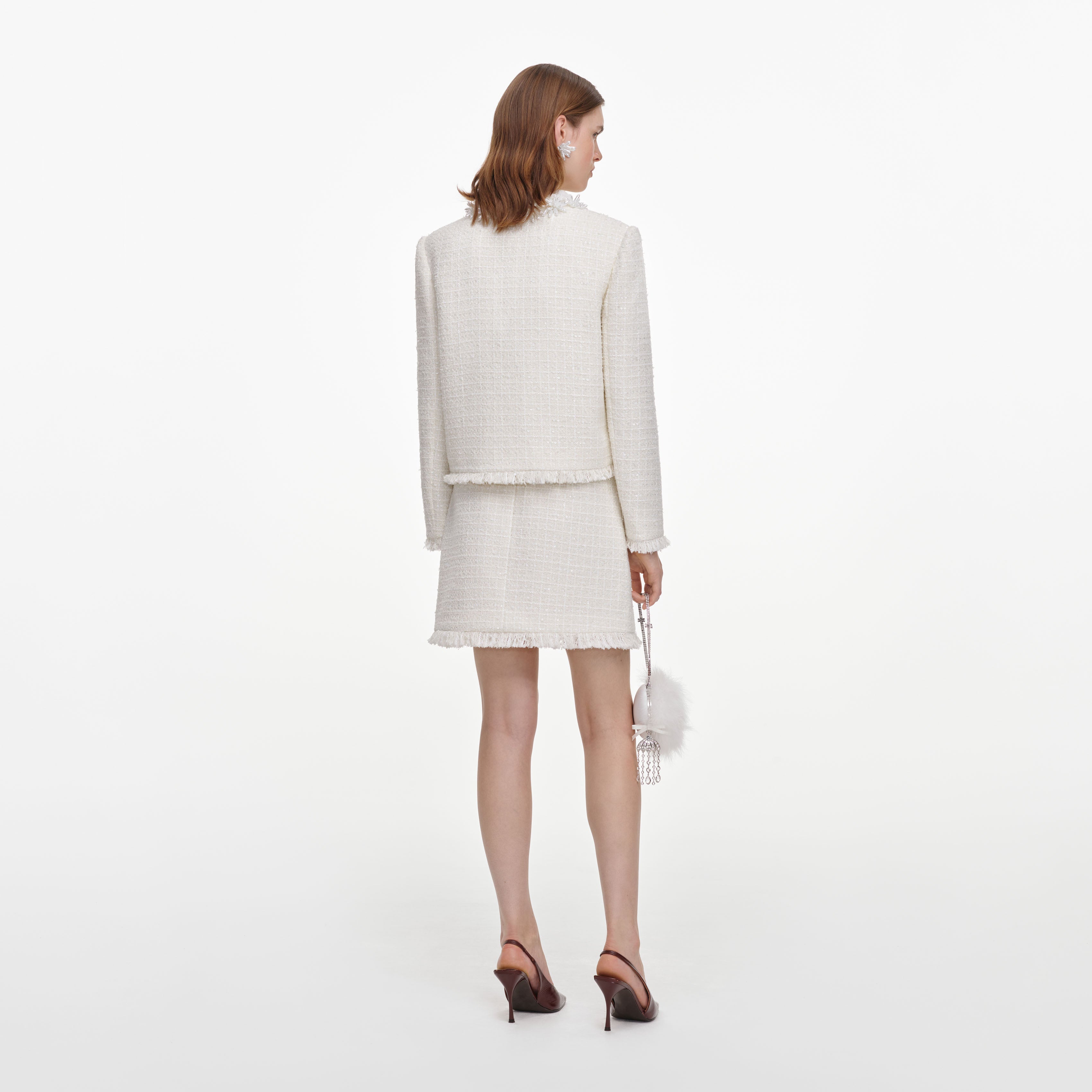 Self-Portrait Bottoms Cream Sequin Mini Rock Creme Boucle