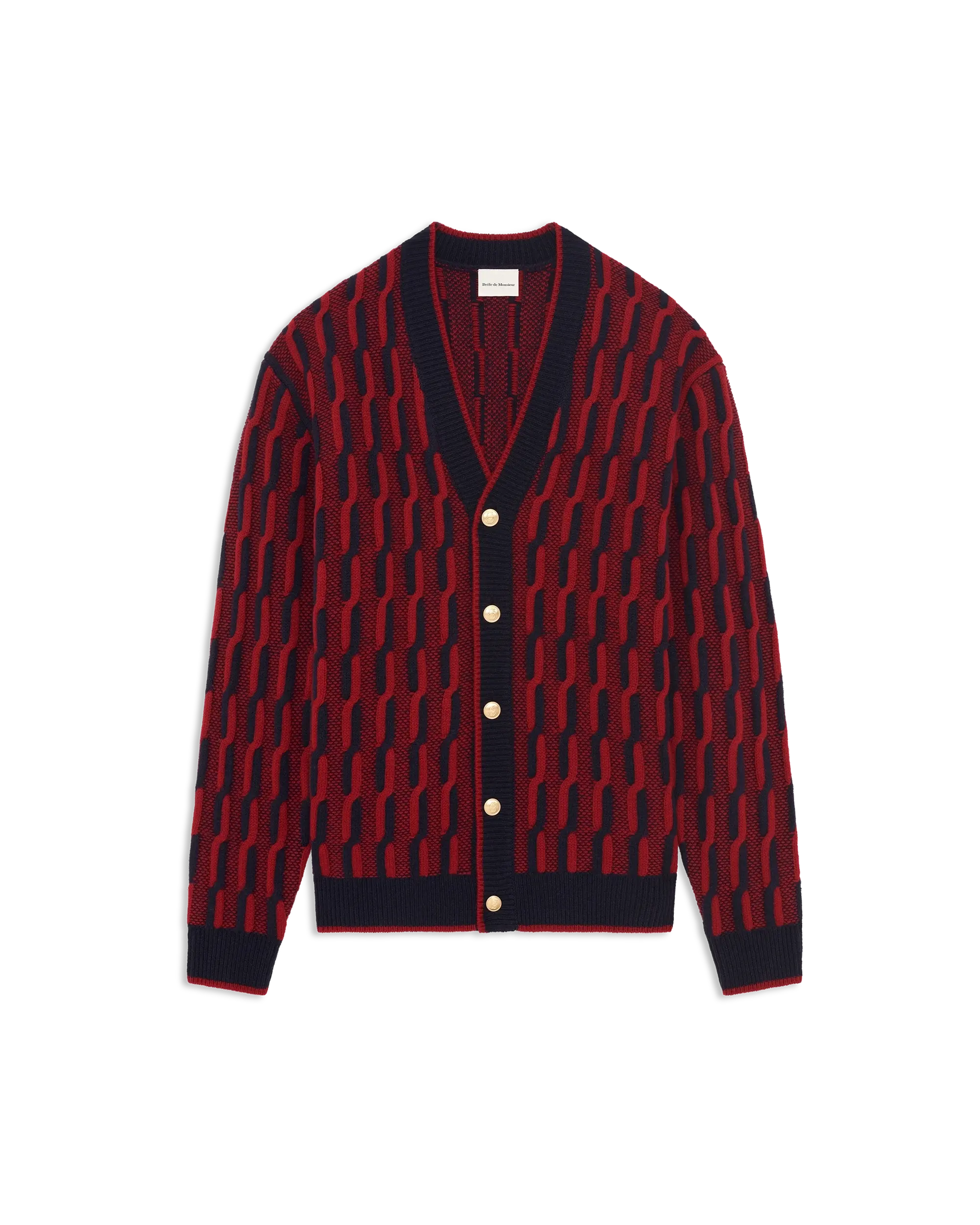 Drôle De Monsieur Cardigan Torsades Strickjacke navy Wolle
