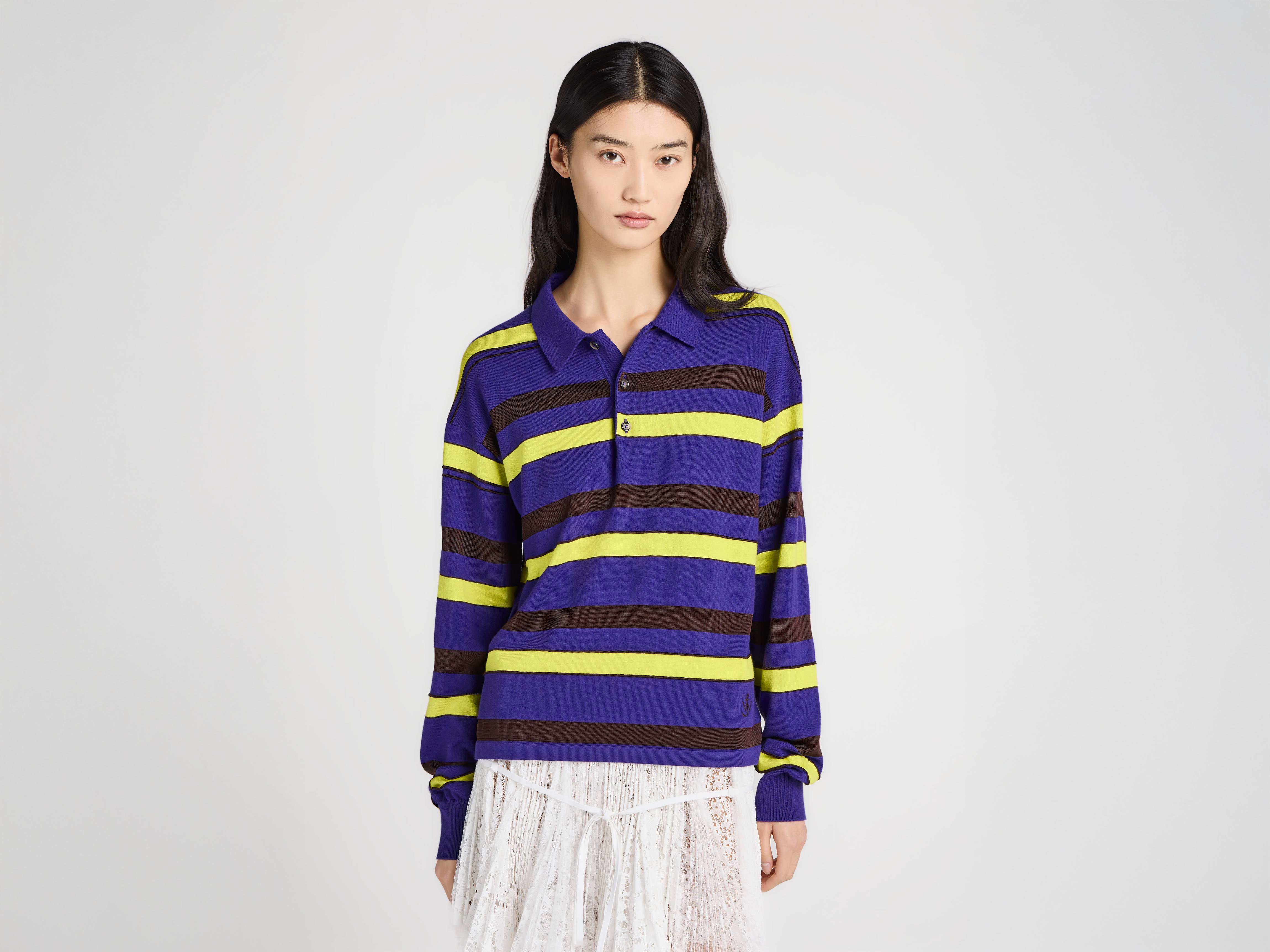 J.W.Anderson Knitwear Rugby Polo Top ultraviolet gestreift