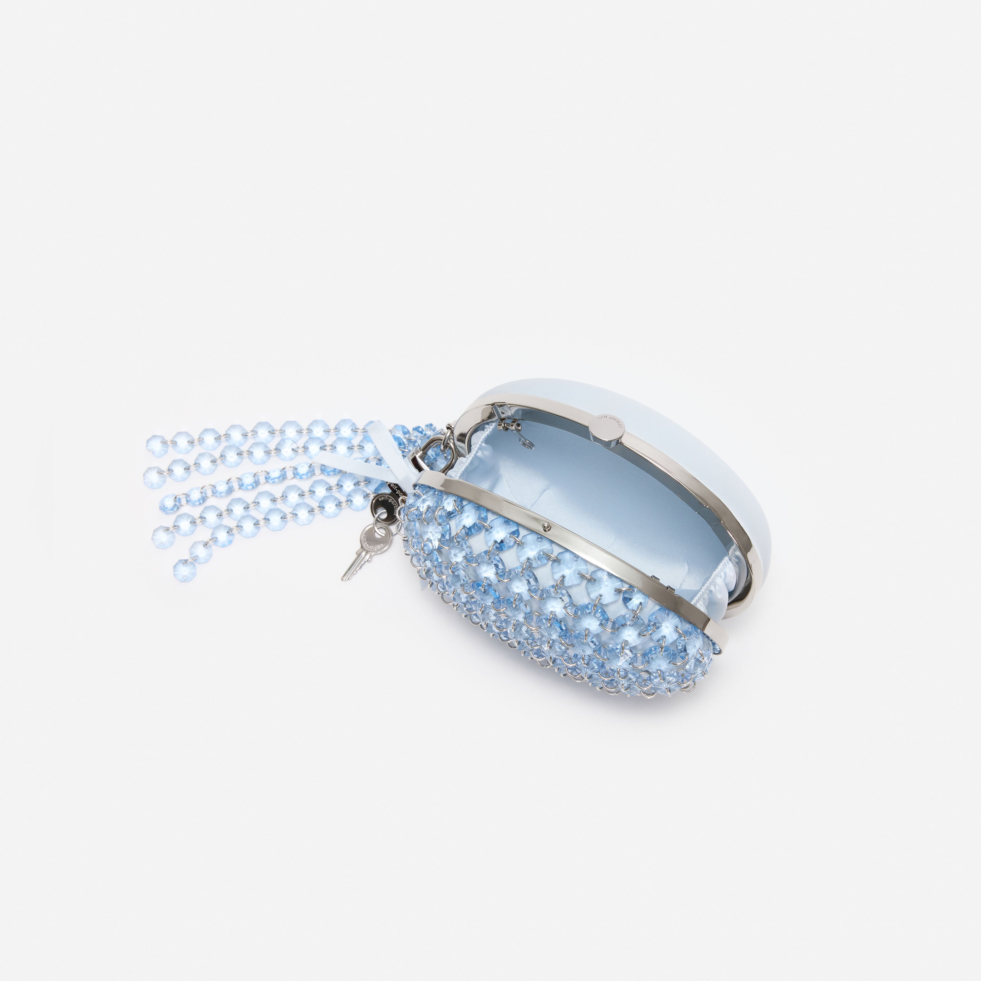 Self Portrait Oval Crystal Chain Clutch Tasche Blau Kristall
