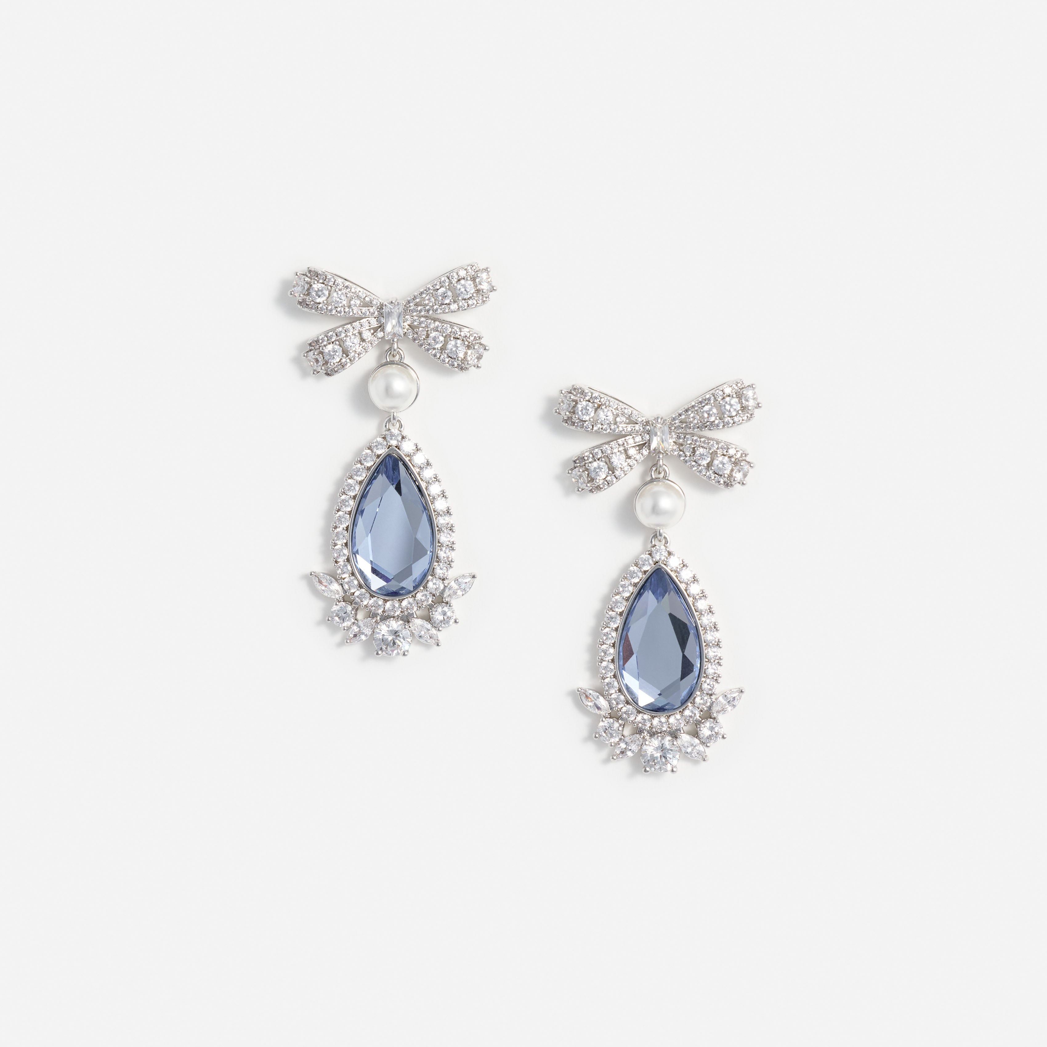 Self Portrait Blue Crystal Bow Pearl Ohrringe Blau One Size