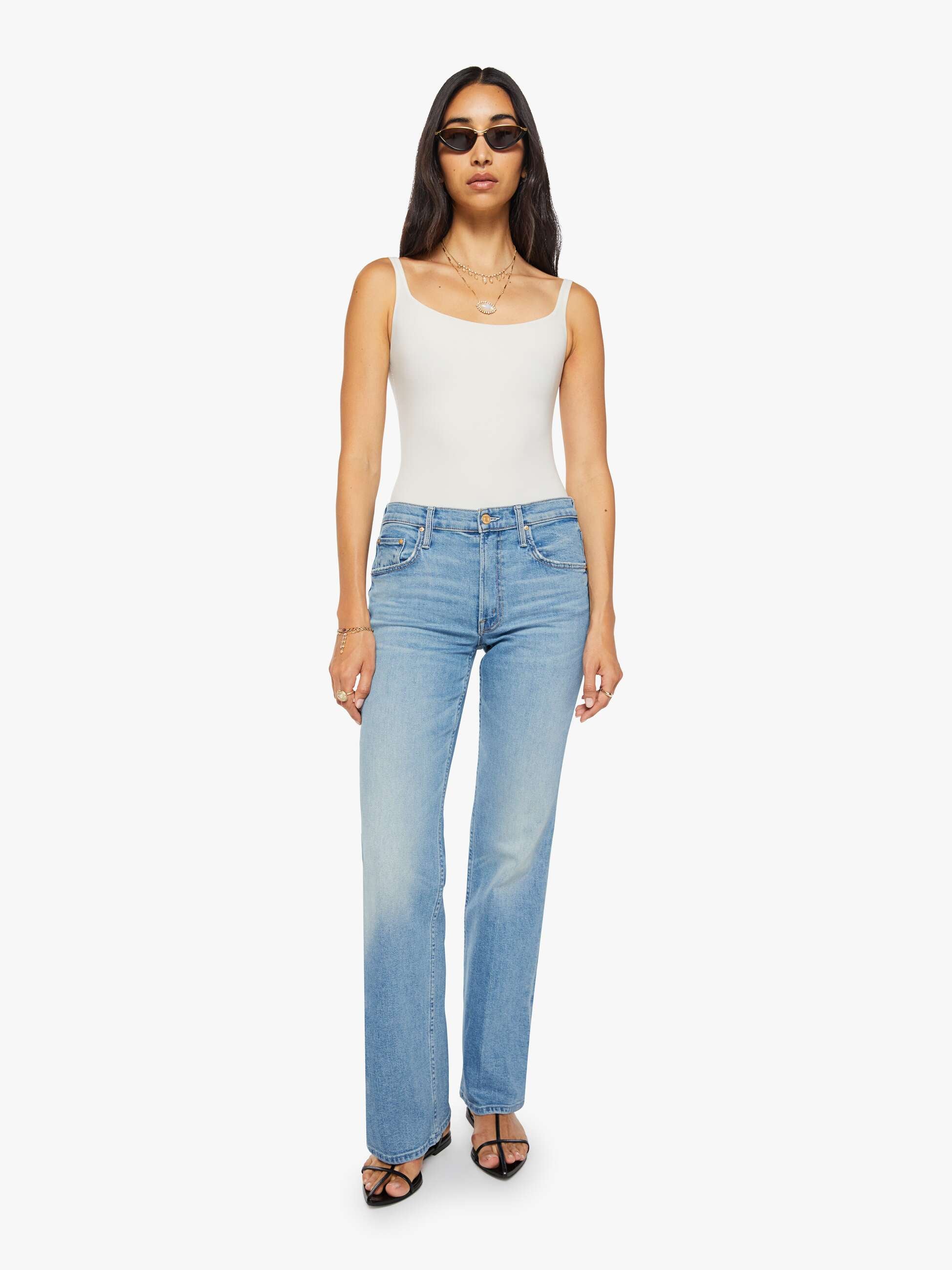 Mother The Bookie Sneak Jeans Chaos Came Knocking Hellblau