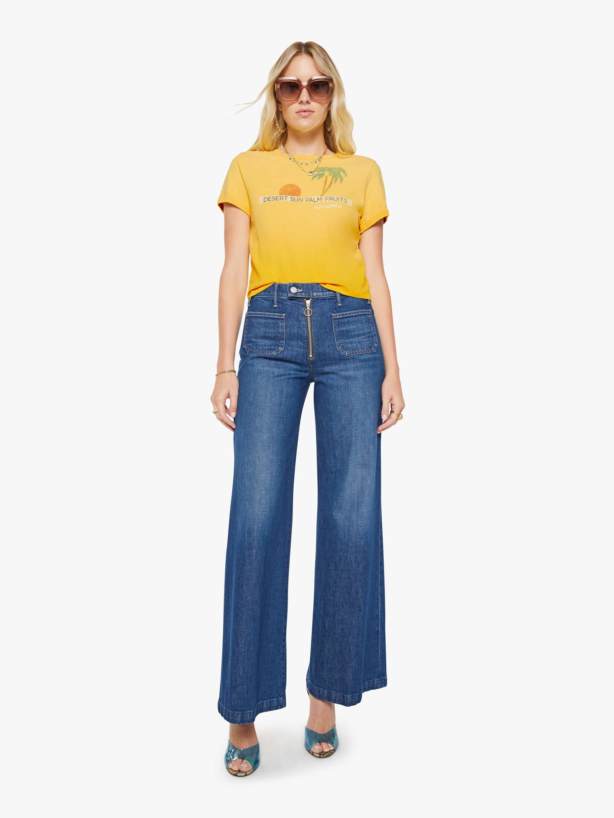 Mother The Itty Bitty Ringer T-Shirt Desert Sun Palm