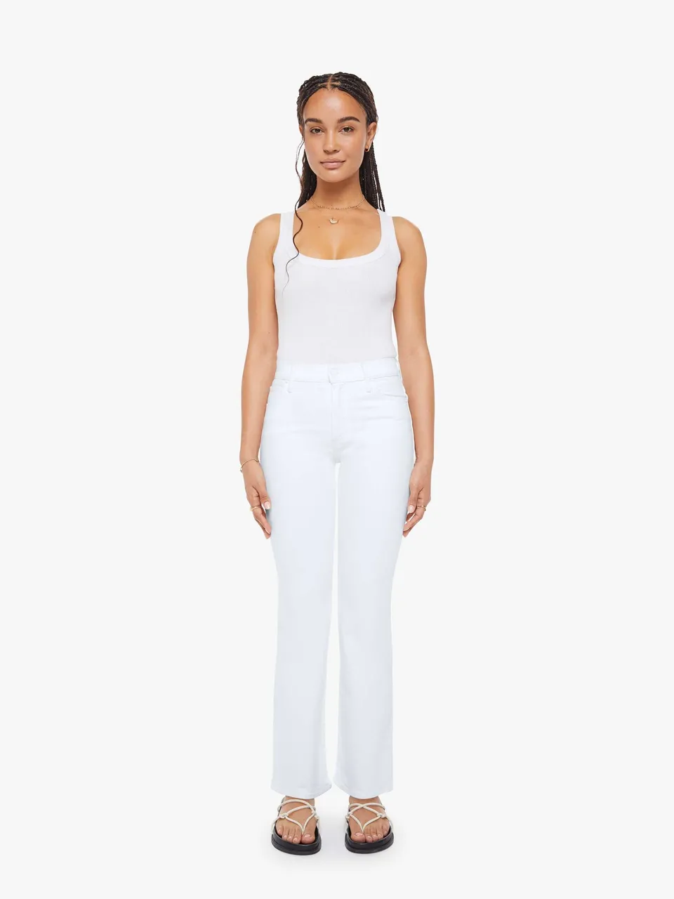 MOTHER Lil Kick It Petite Jeans Totally Innocent Weiß