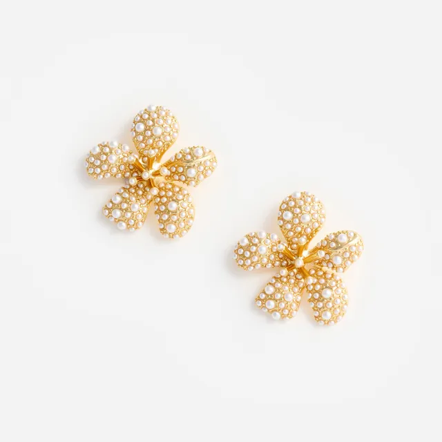 Self Portrait Jewellery Gold Pearl Flower Ohrringe gold Perlen
